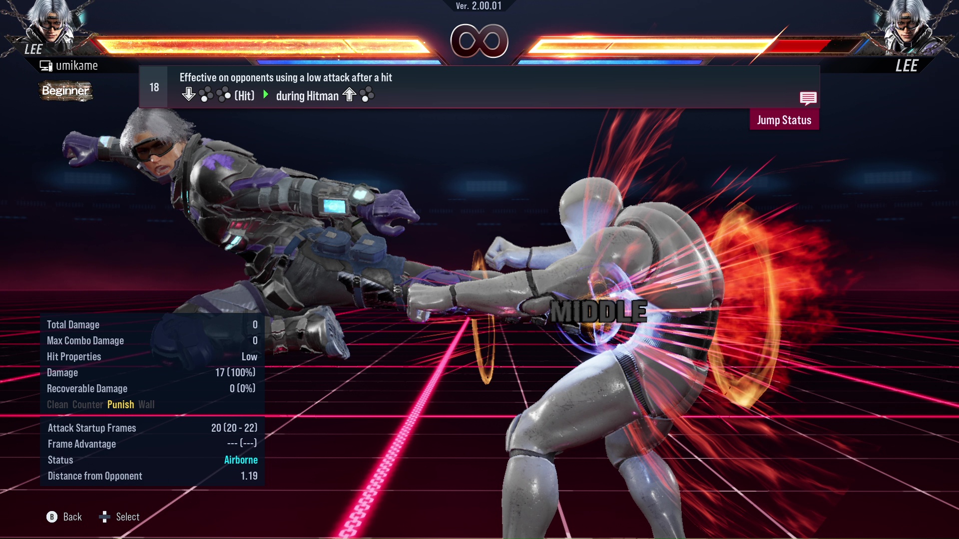 Effective on opponents using a low attack after a hit