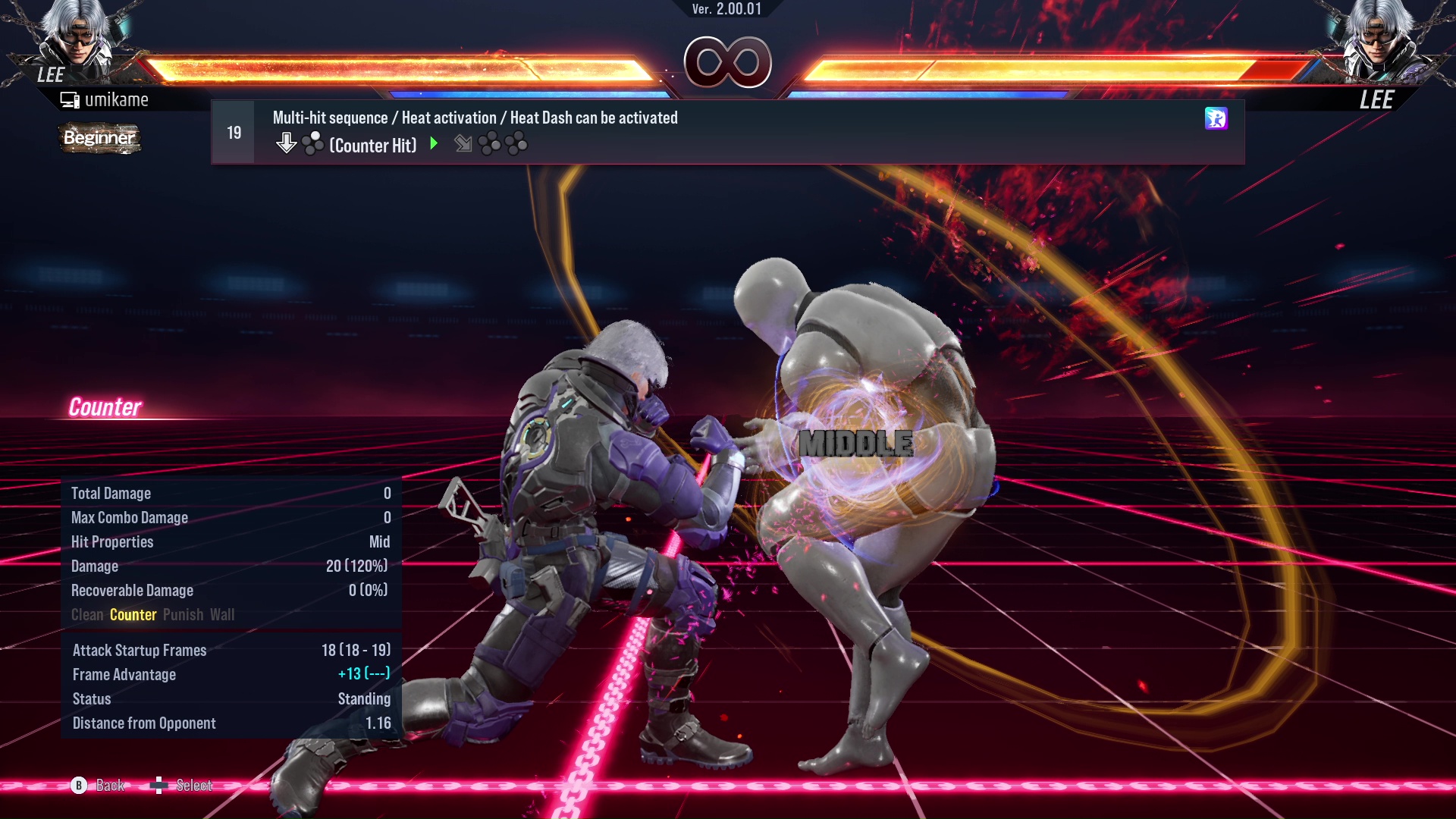 Multi-hit sequence / Heat activation / Heat Dash can be activated