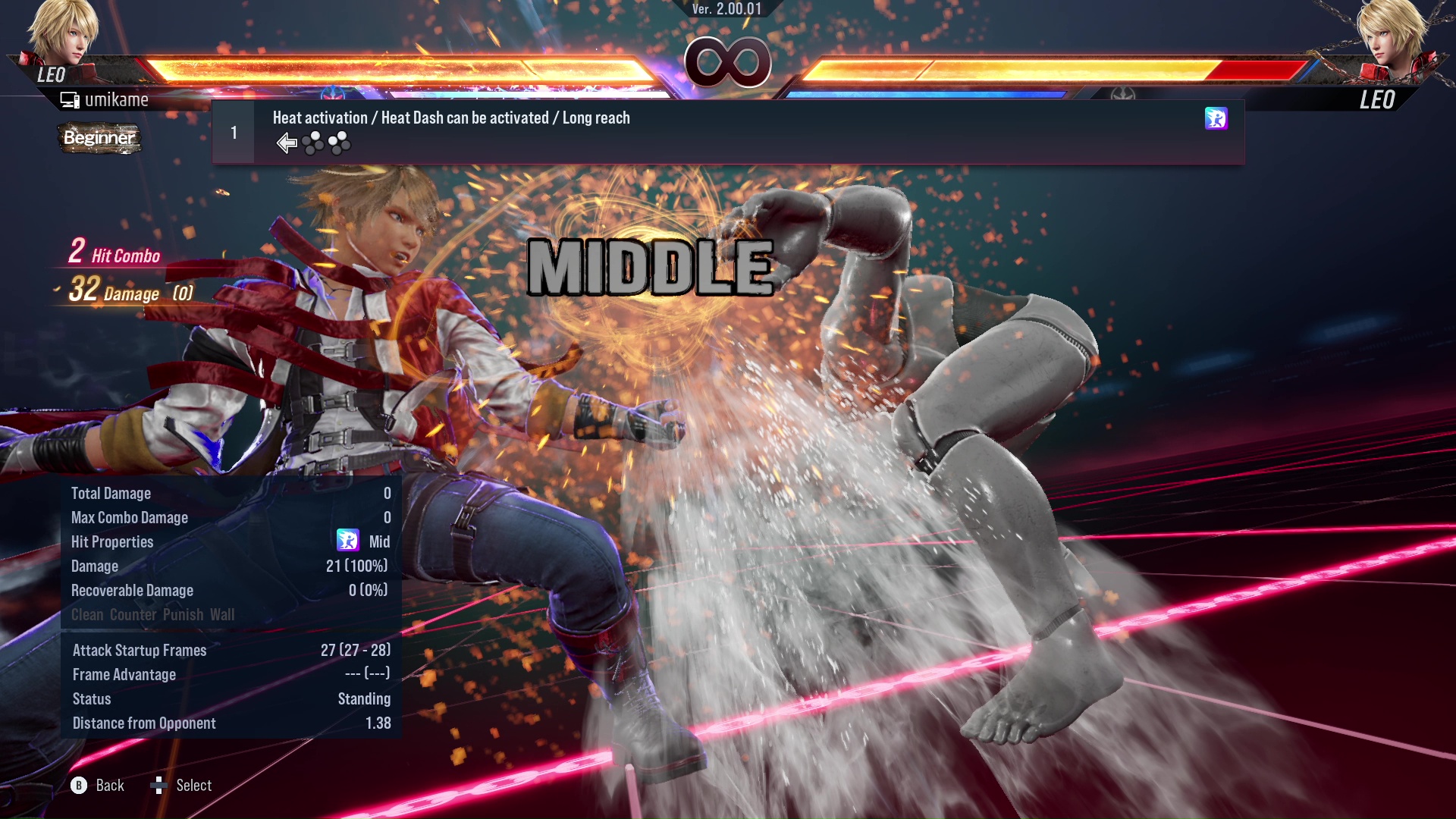 Heat activation / Heat Dash can be activated / Long reach