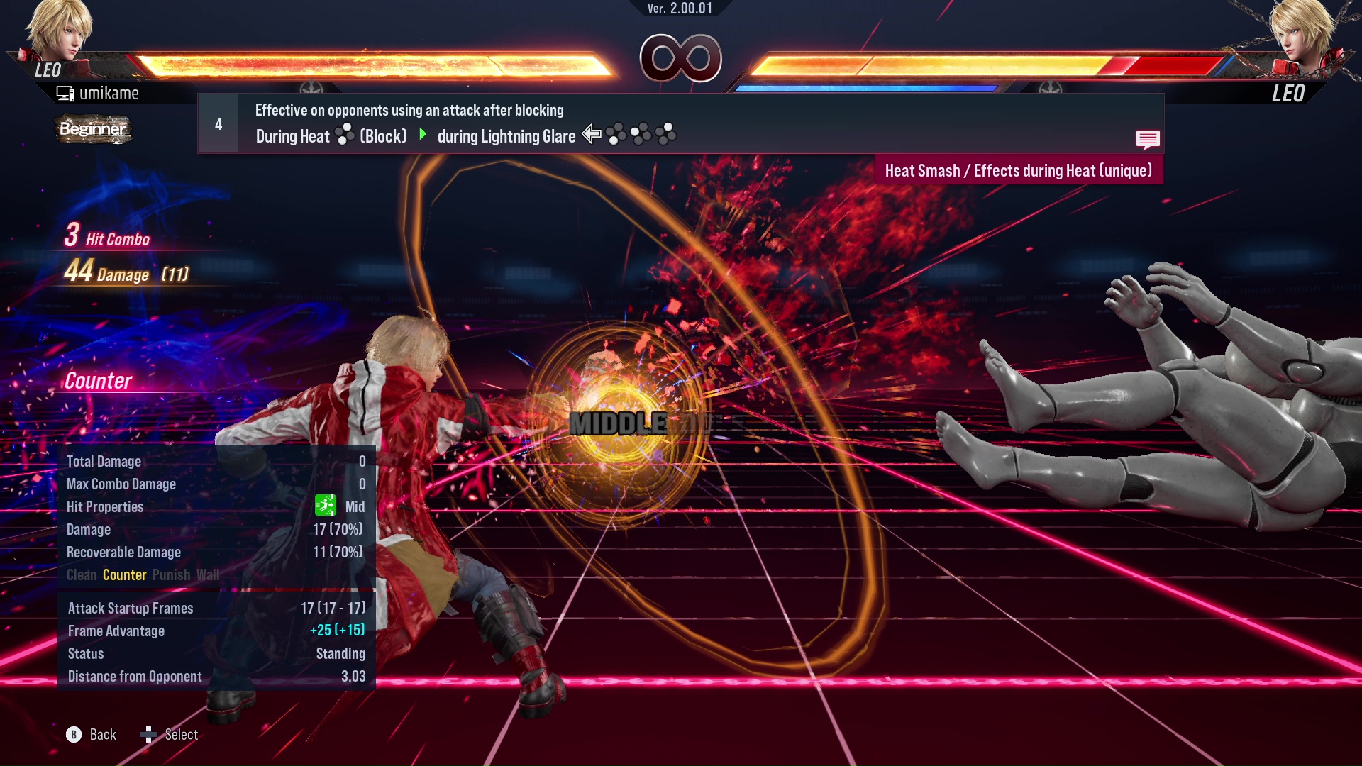 Effective on opponents using an attack after blocking