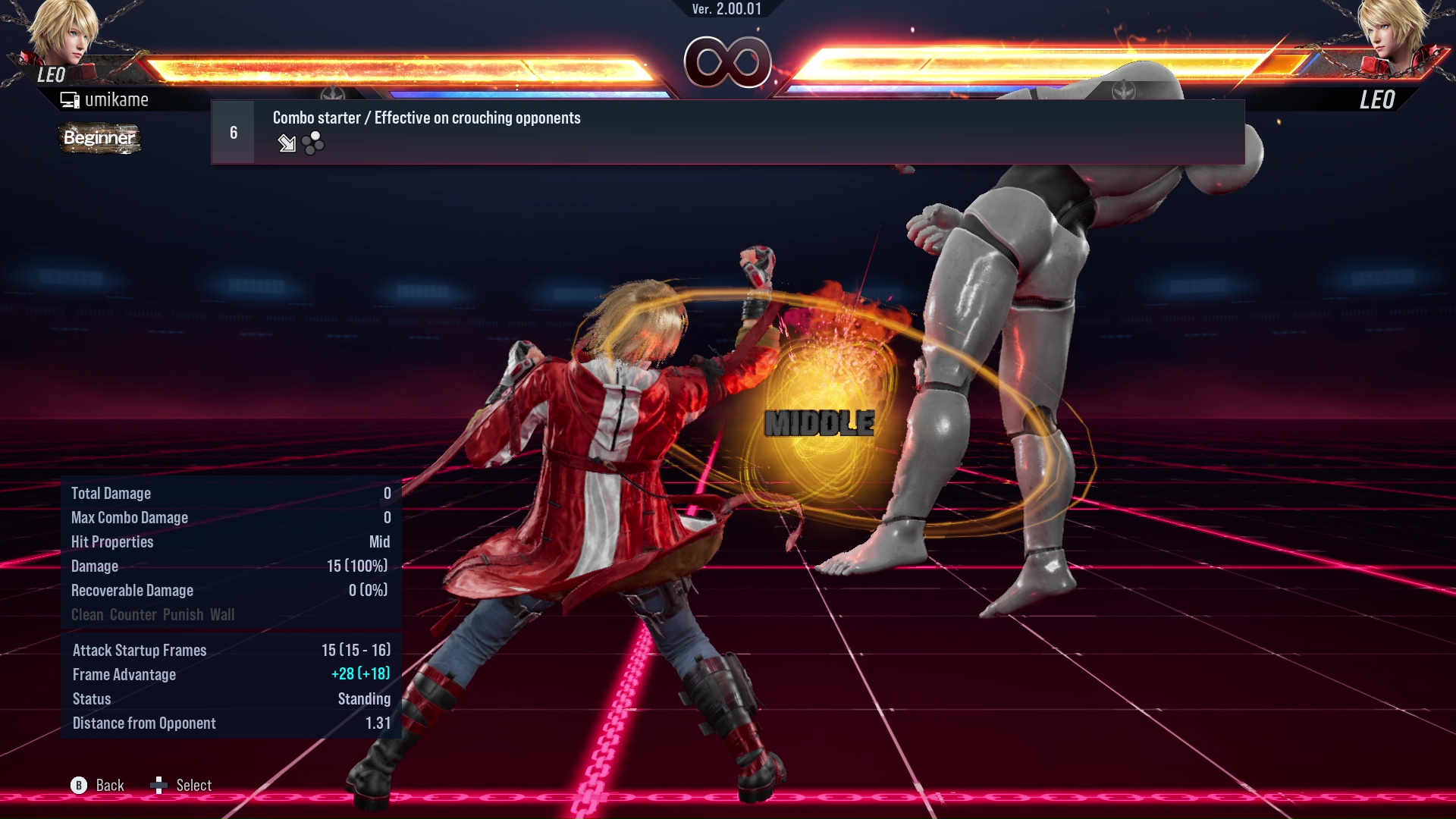 Combo starter / Effective on crouching opponents