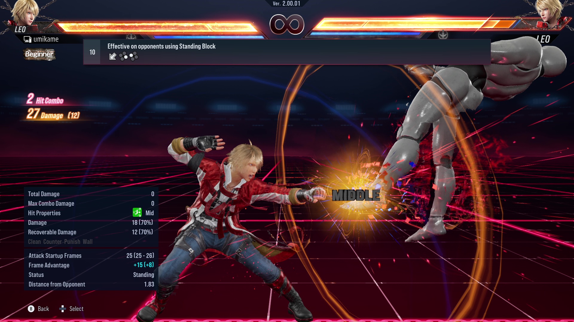 Effective on opponents using Standing Block