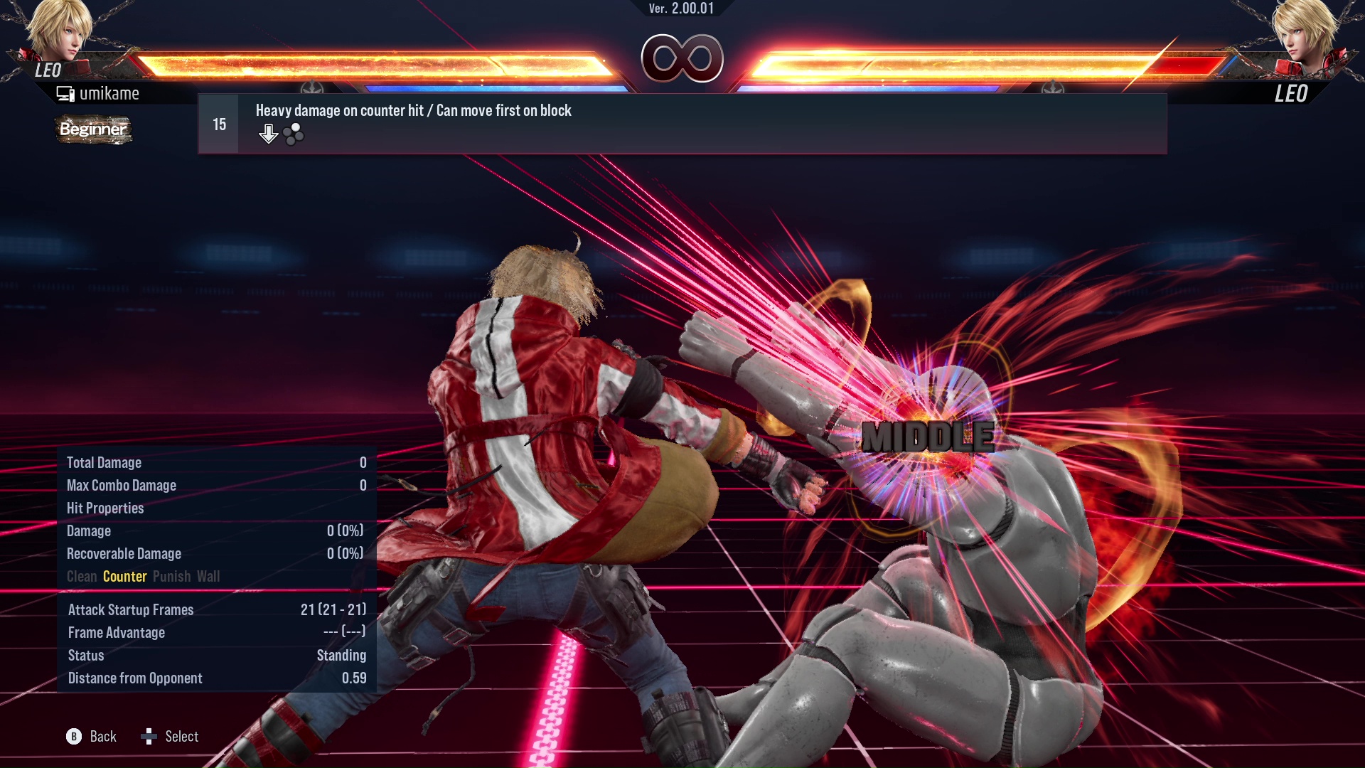 Heavy damage on counter hit / Can move first on block