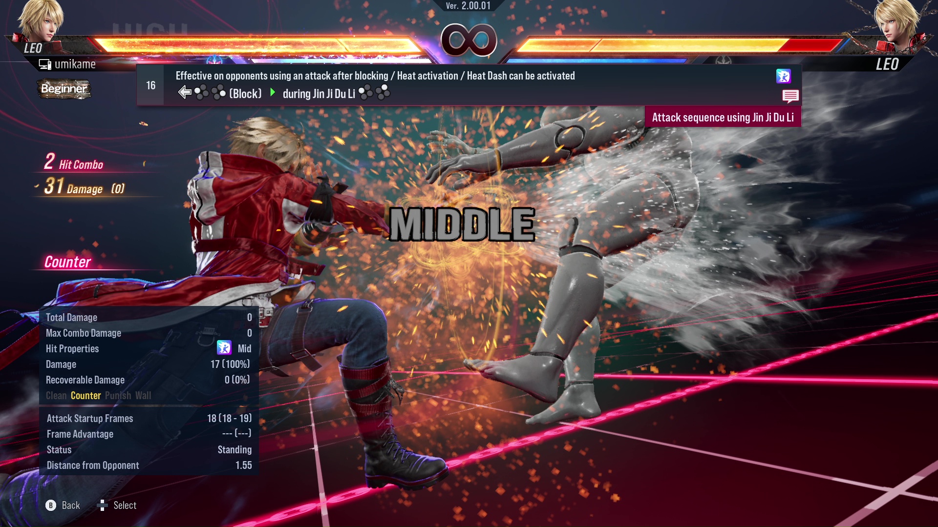 Effective on opponents using an attack after blocking / Heat activation / Heat Dash can be activated