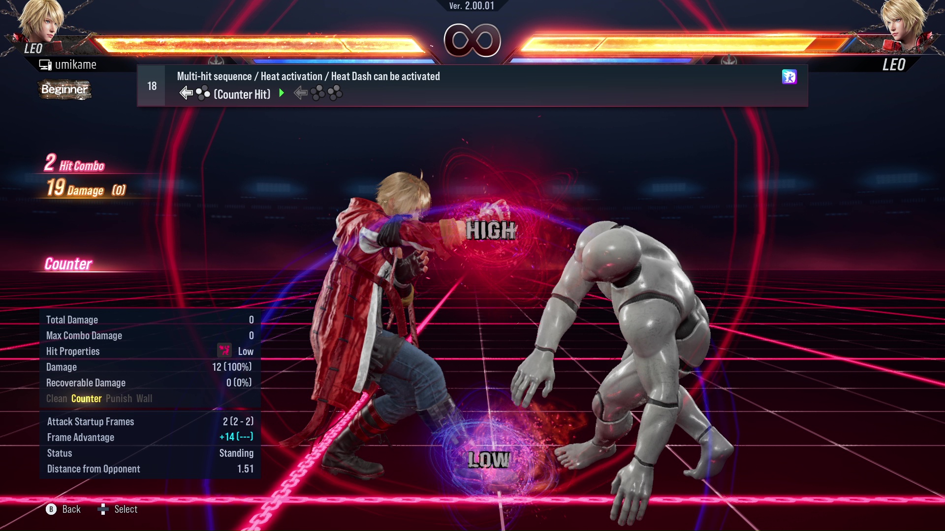 Multi-hit sequence / Heat activation / Heat Dash can be activated