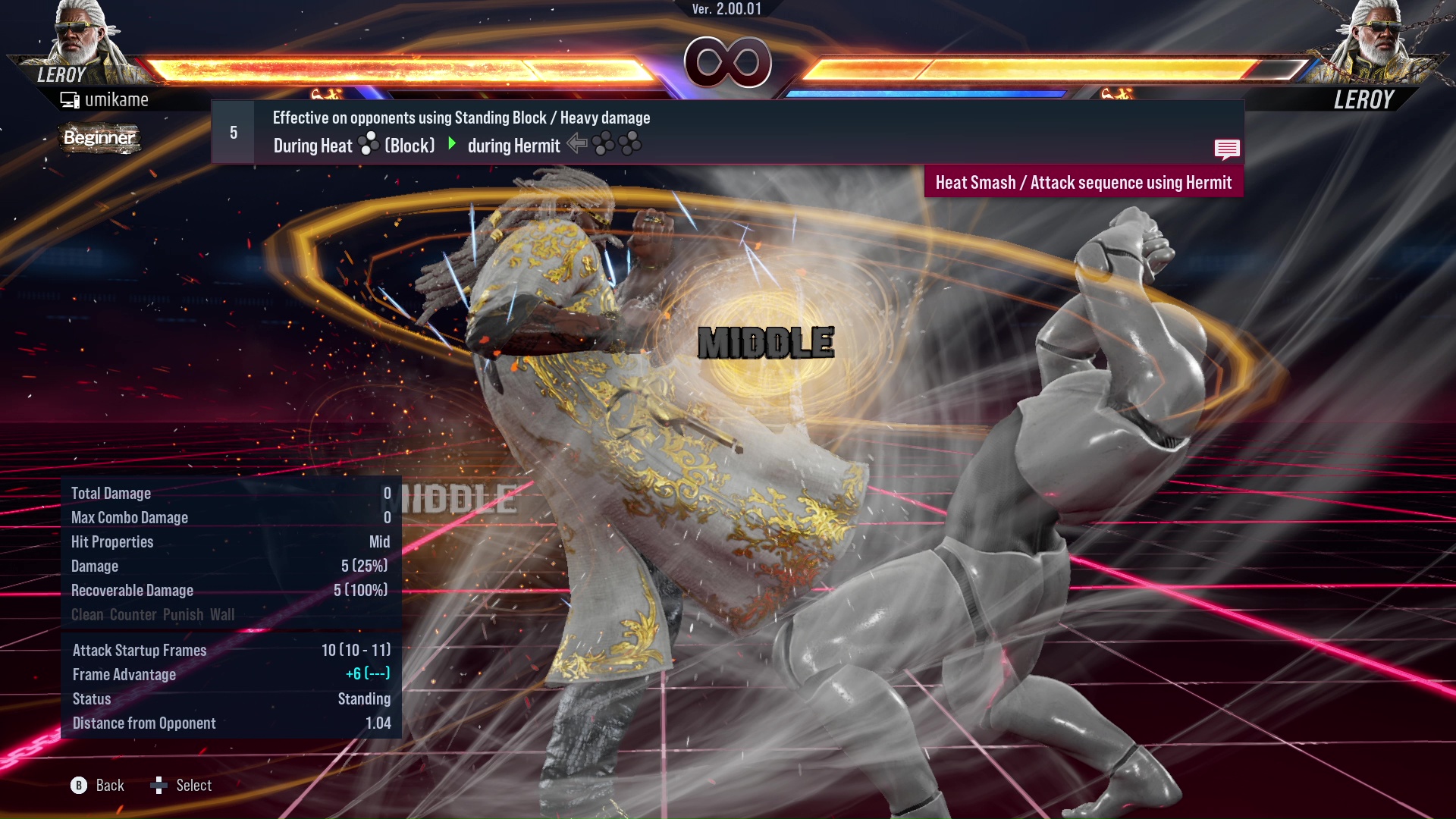 Effective on opponents using Standing Block / Heavy damage