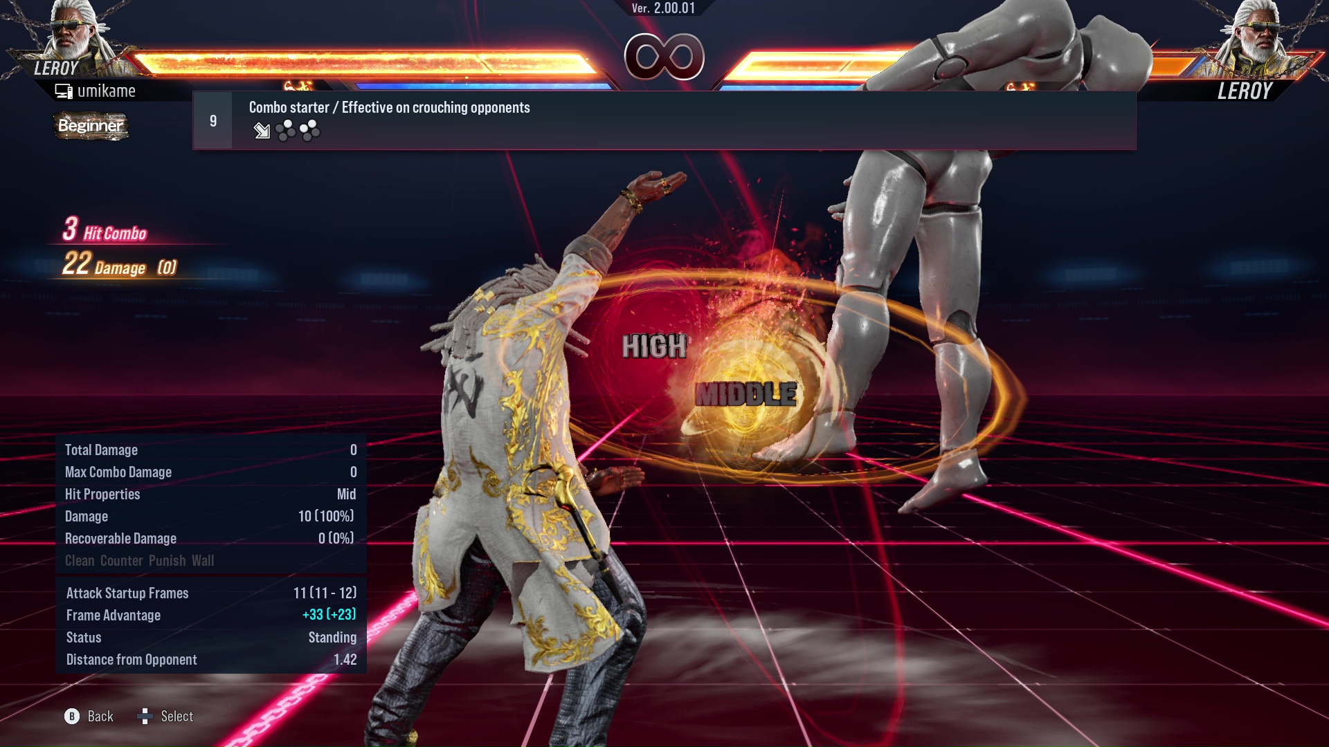 Combo starter / Effective on crouching opponents