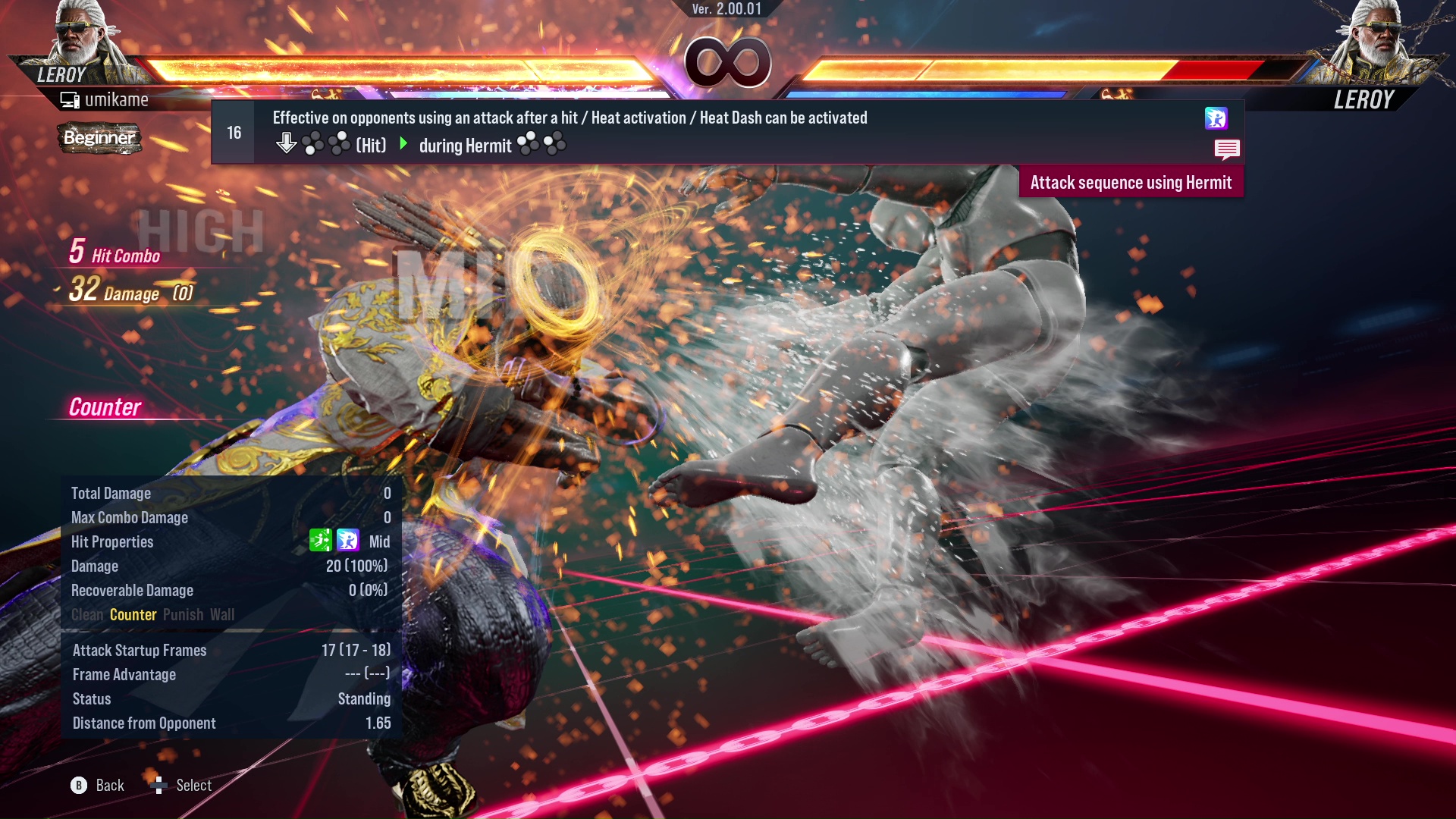 Effective on opponents using an attack after a hit / Heat activation / Heat Dash can be activated