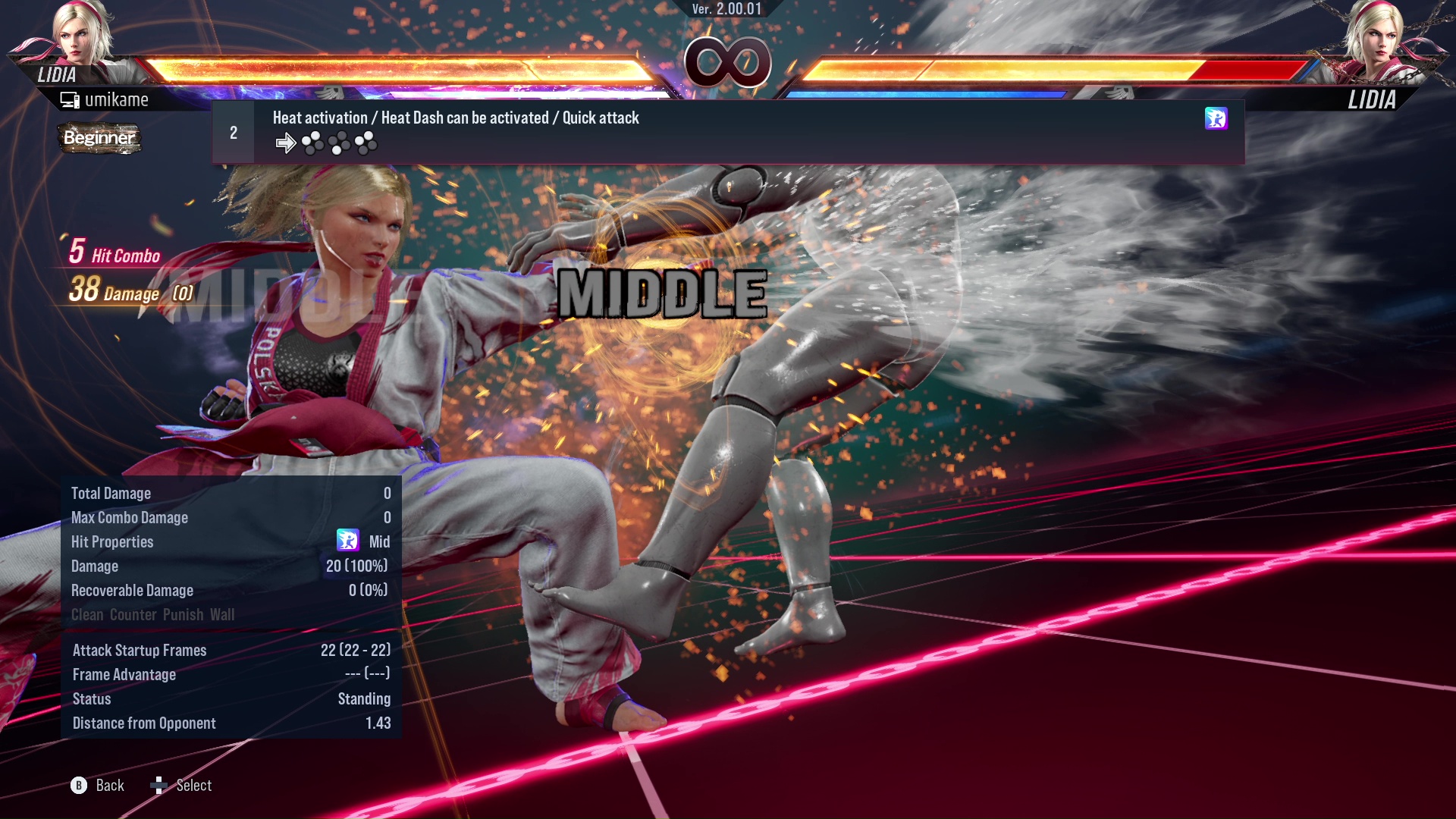 Heat activation / Heat Dash can be activated / Quick attack