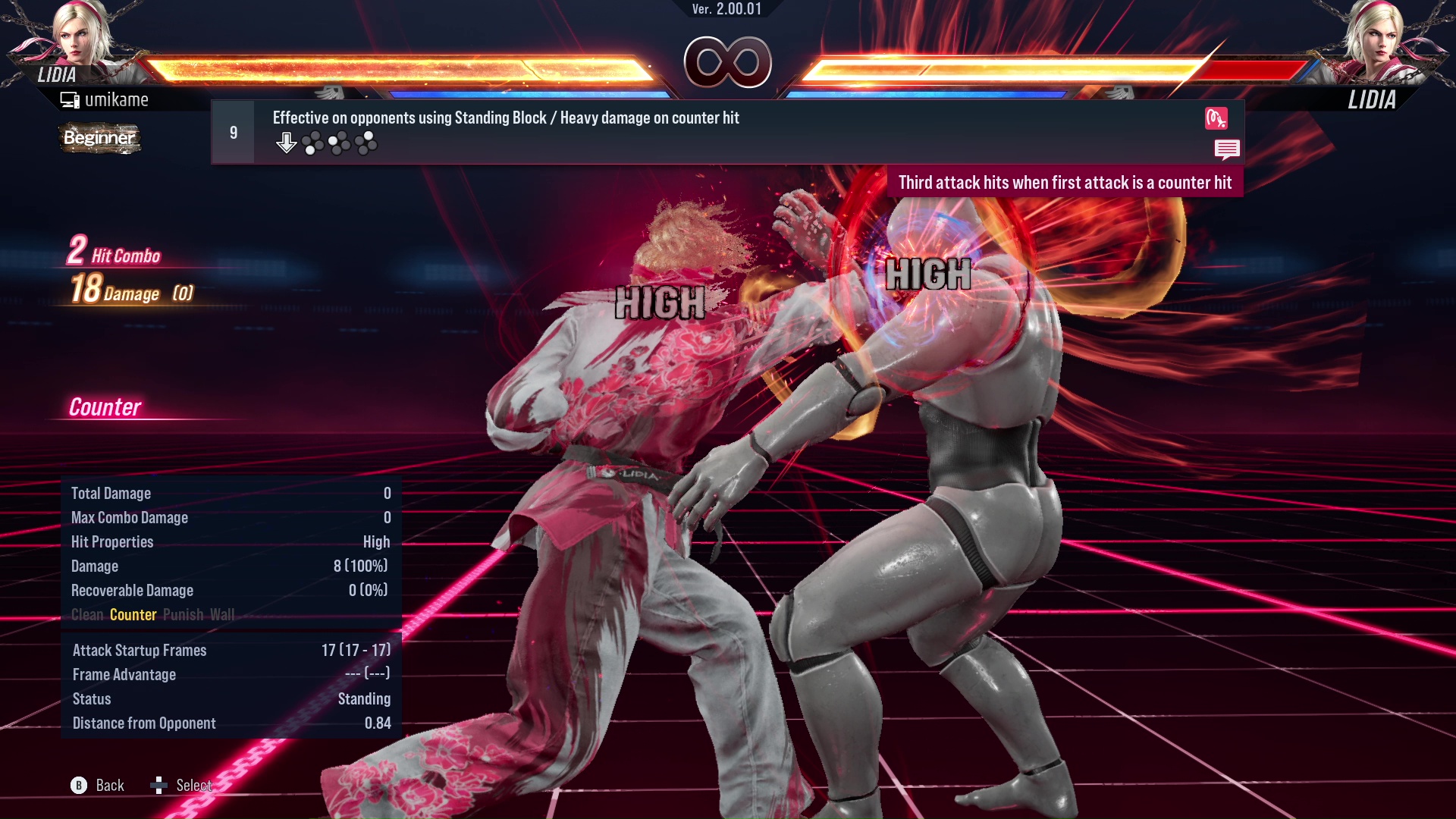 Effective on opponents using Standing Block / Heavy damage on counter hit