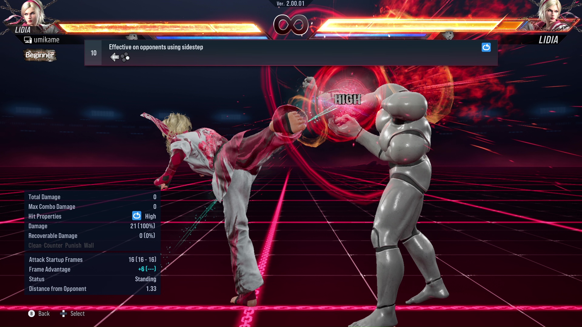 Effective on opponents using sidestep