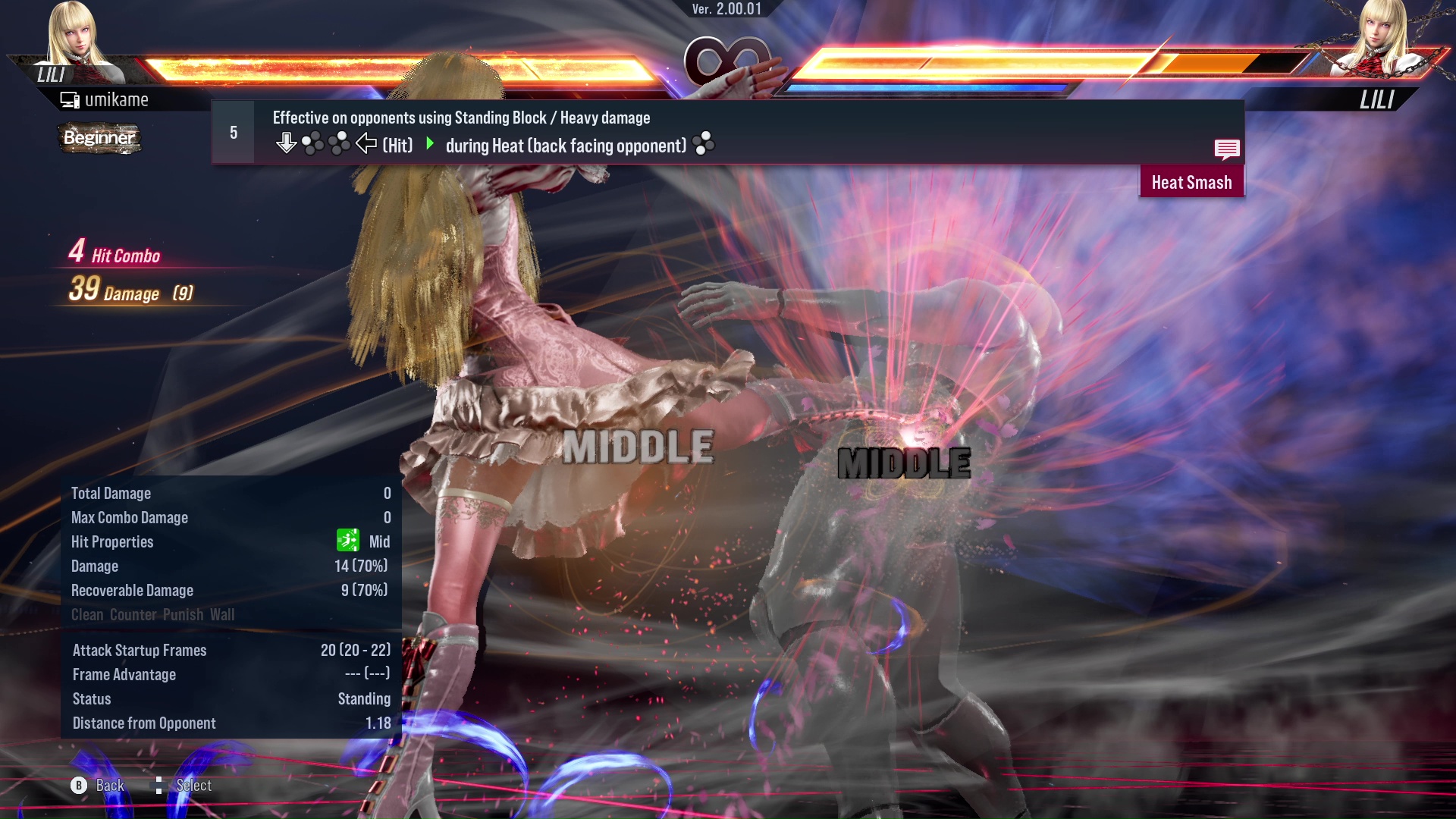 Effective on opponents using Standing Block / Heavy damage