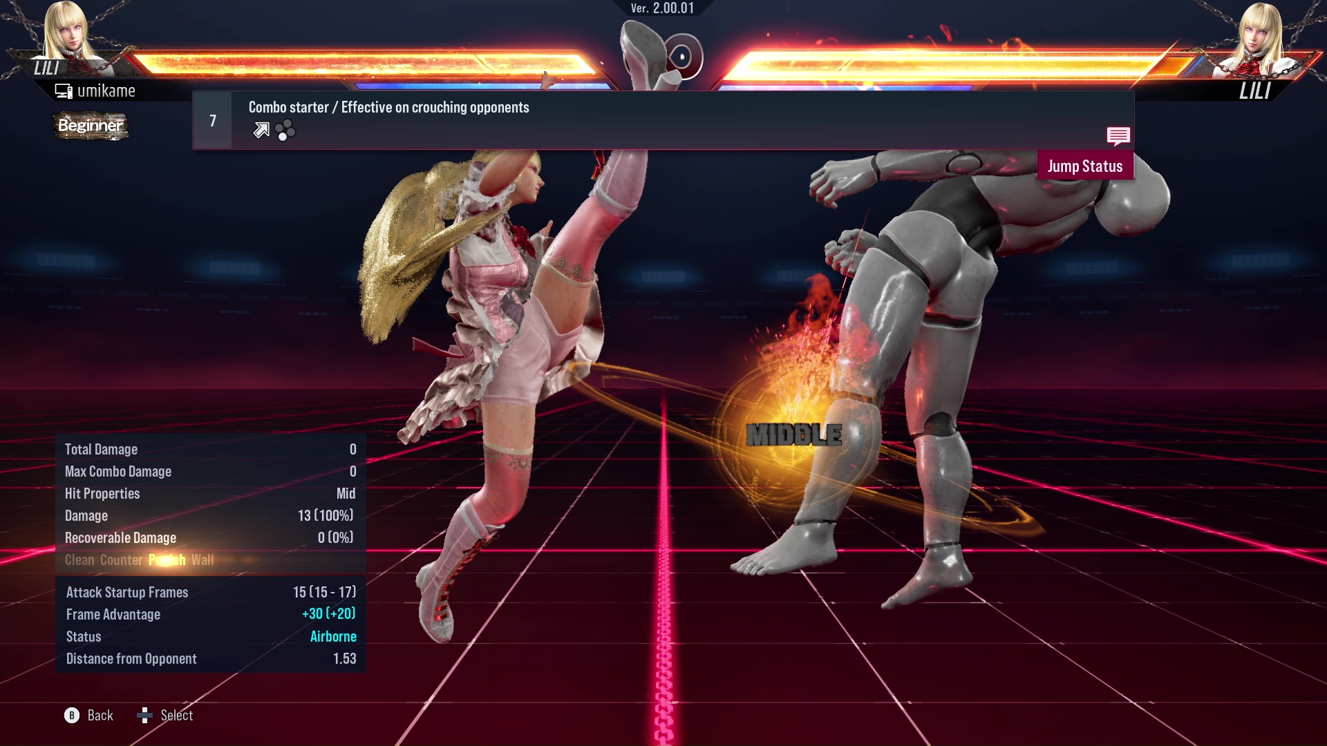 Combo starter / Effective on crouching opponents