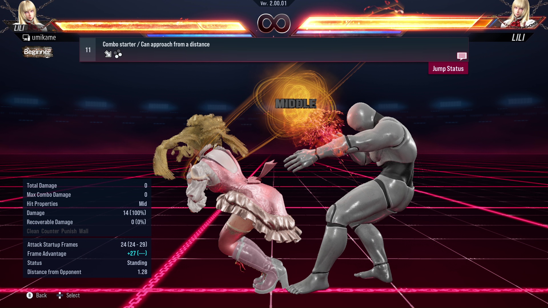 Combo starter / Can approach from a distance