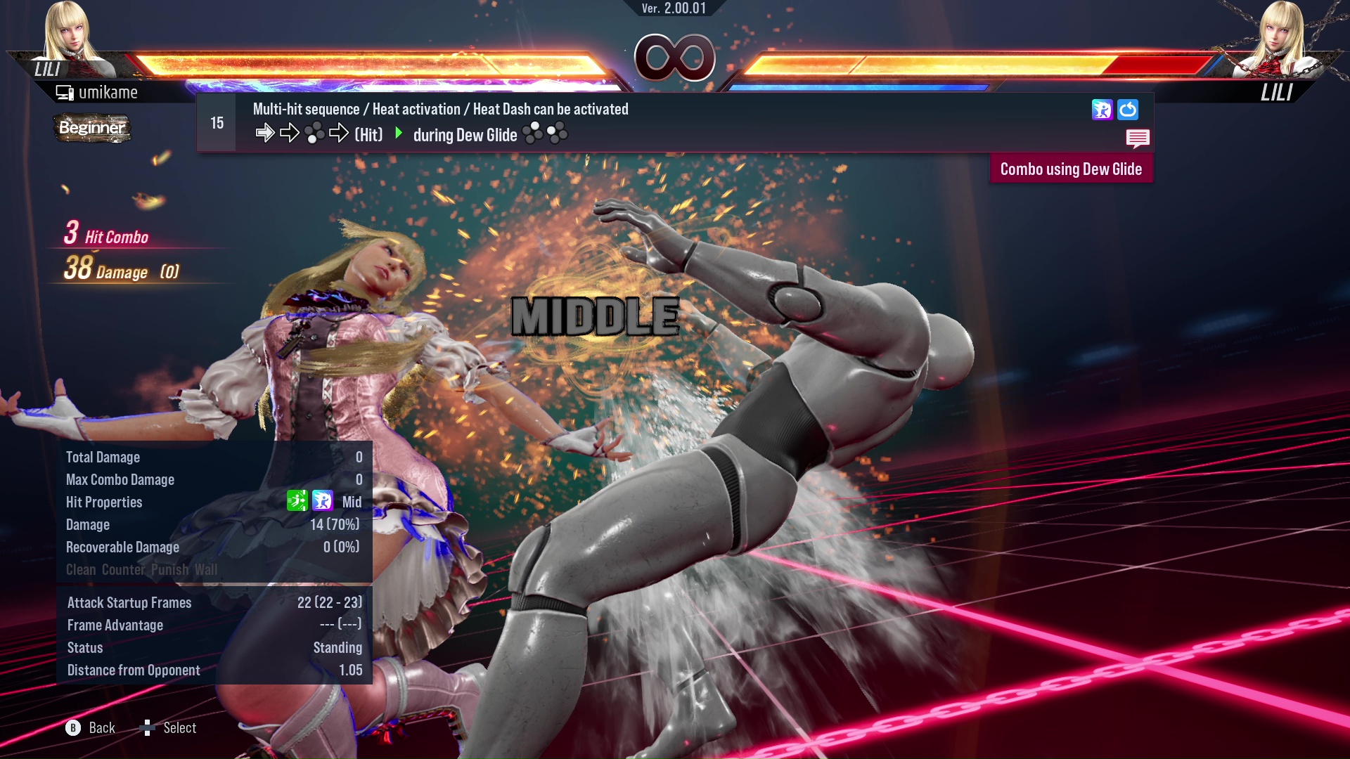 Multi-hit sequence / Heat activation / Heat Dash can be activated