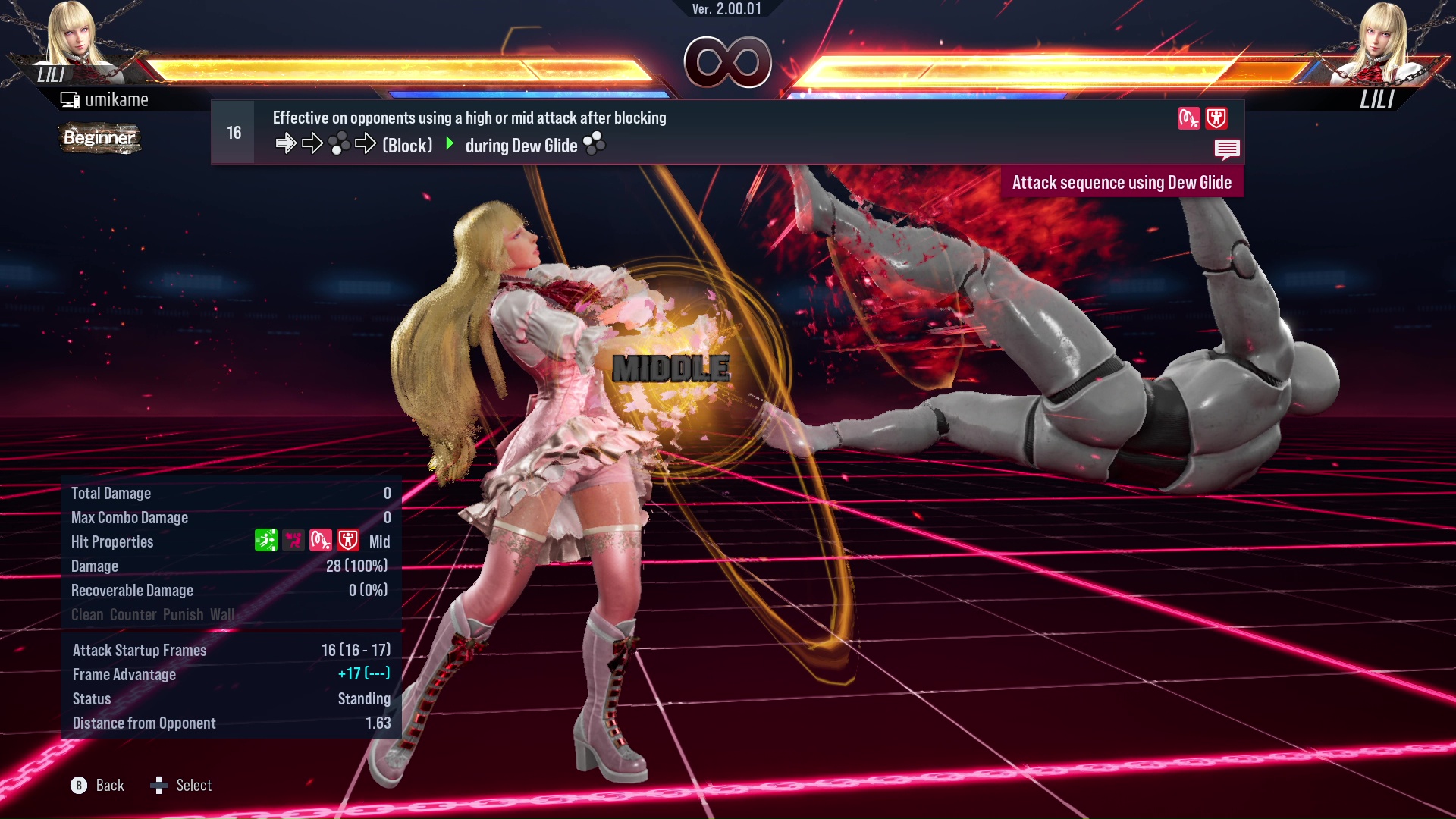 Effective on opponents using a high or mid attack after blocking