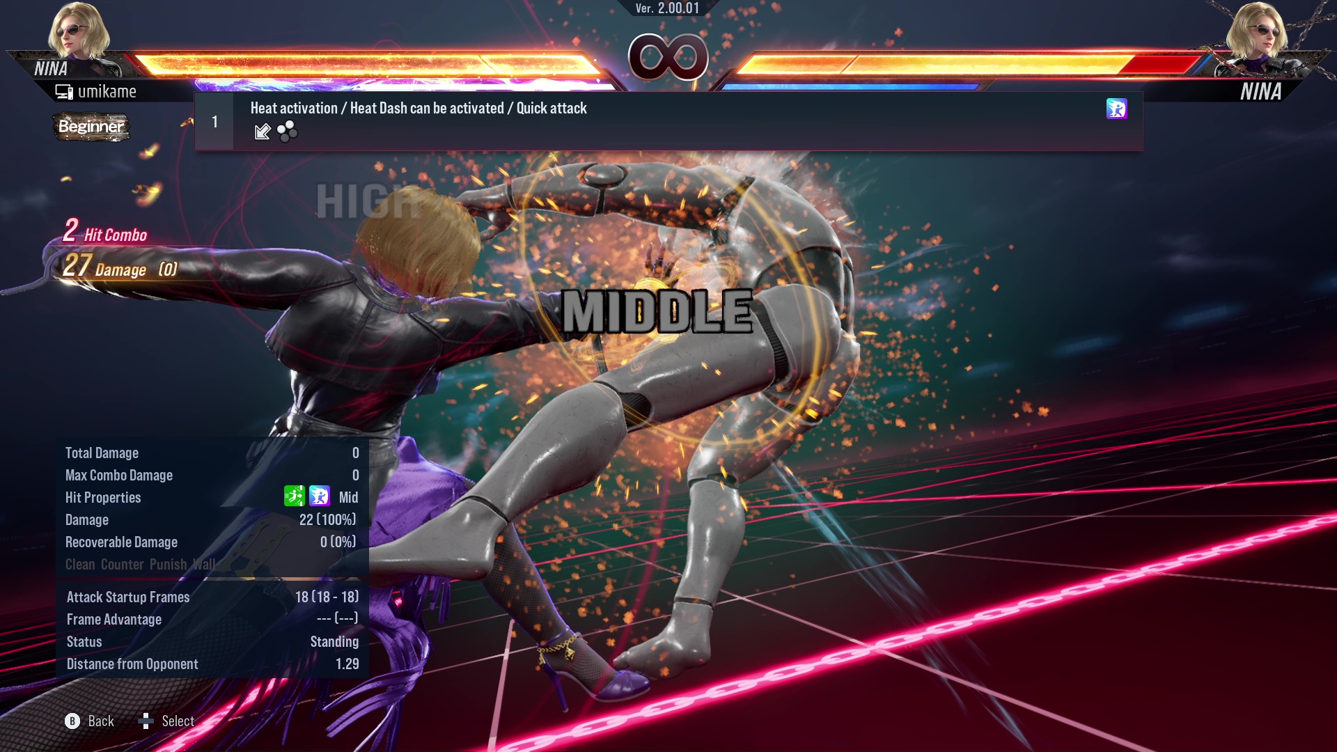 Heat activation / Heat Dash can be activated / Quick attack