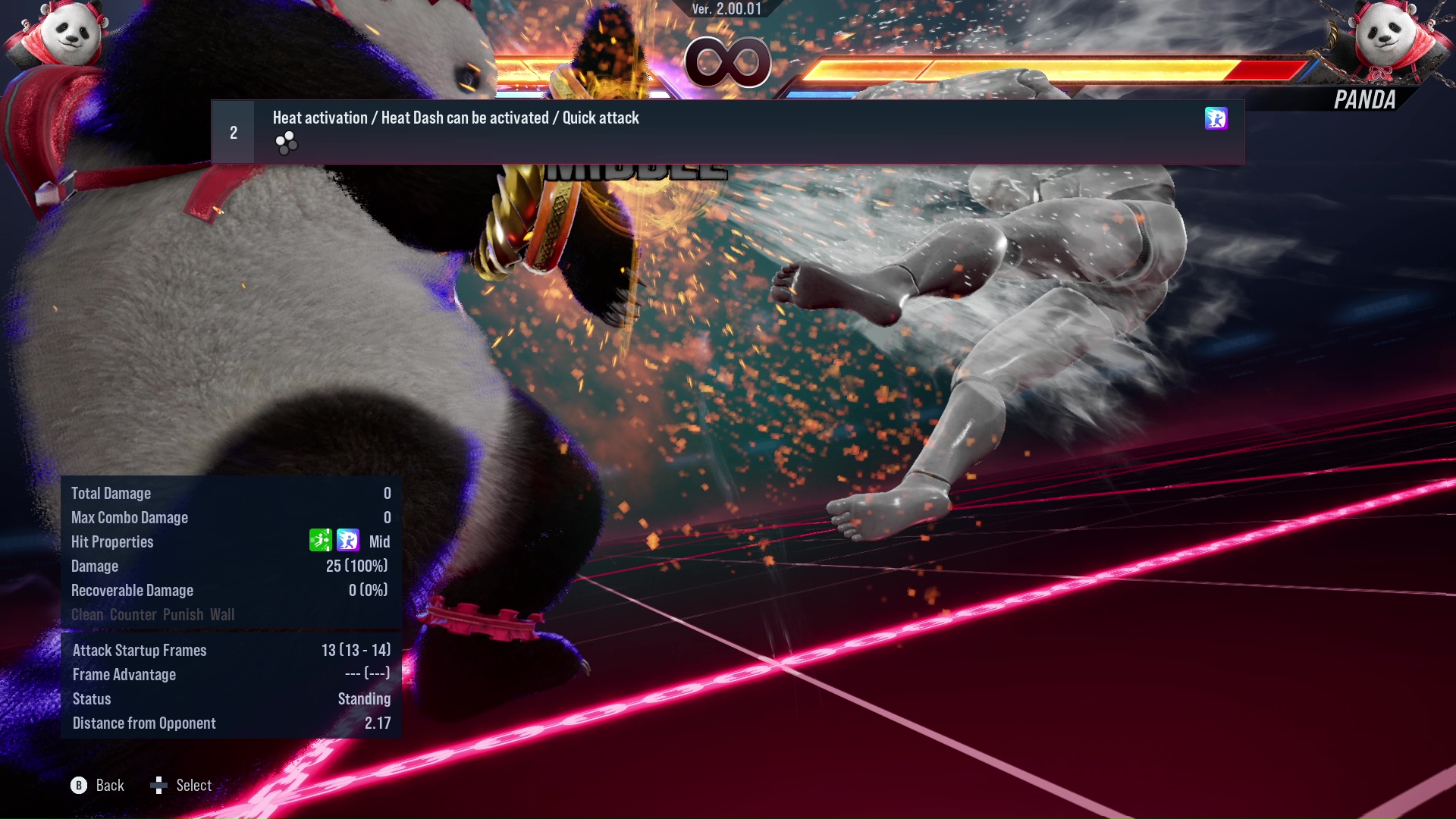 Heat activation / Heat Dash can be activated / Quick attack