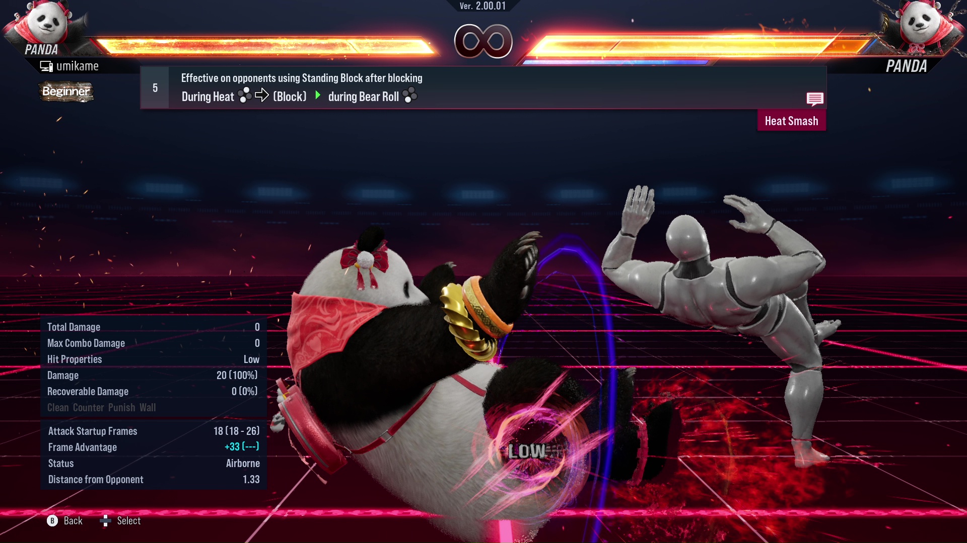 Effective on opponents using Standing Block after blocking