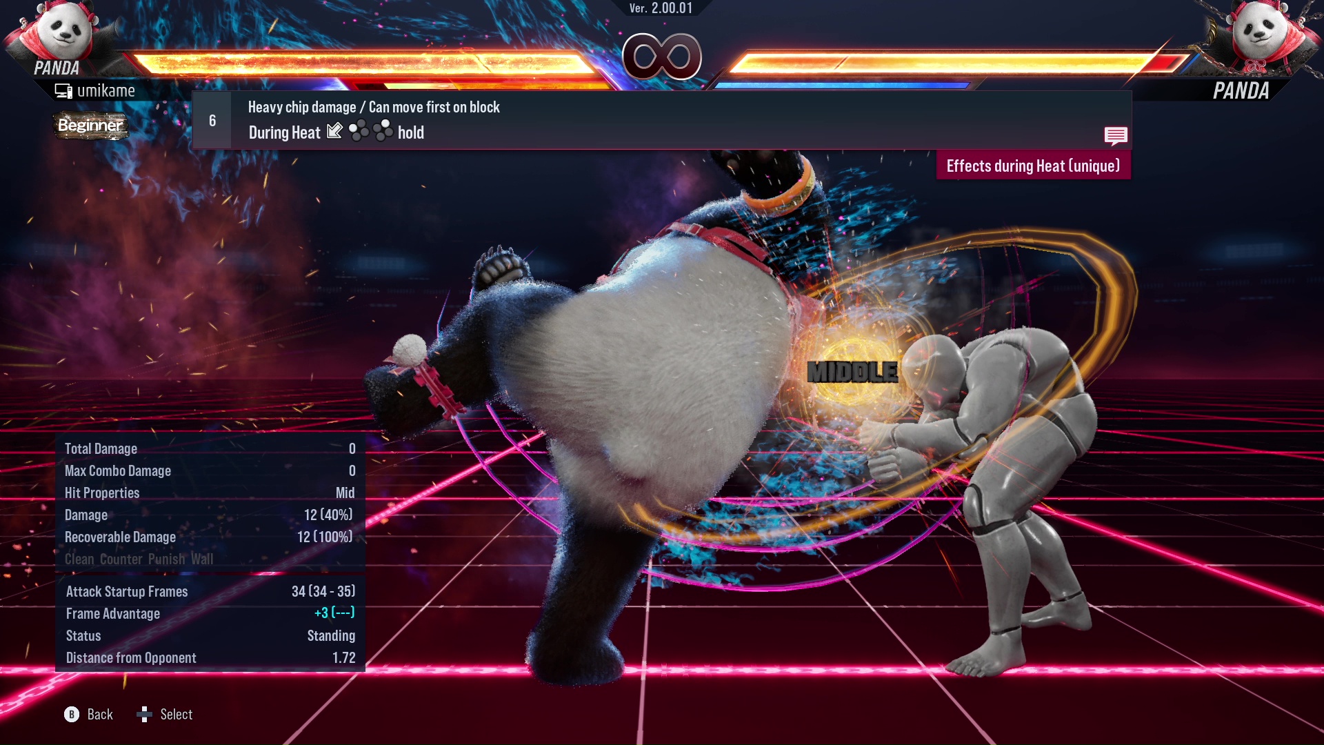 Heavy chip damage / Can move first on block