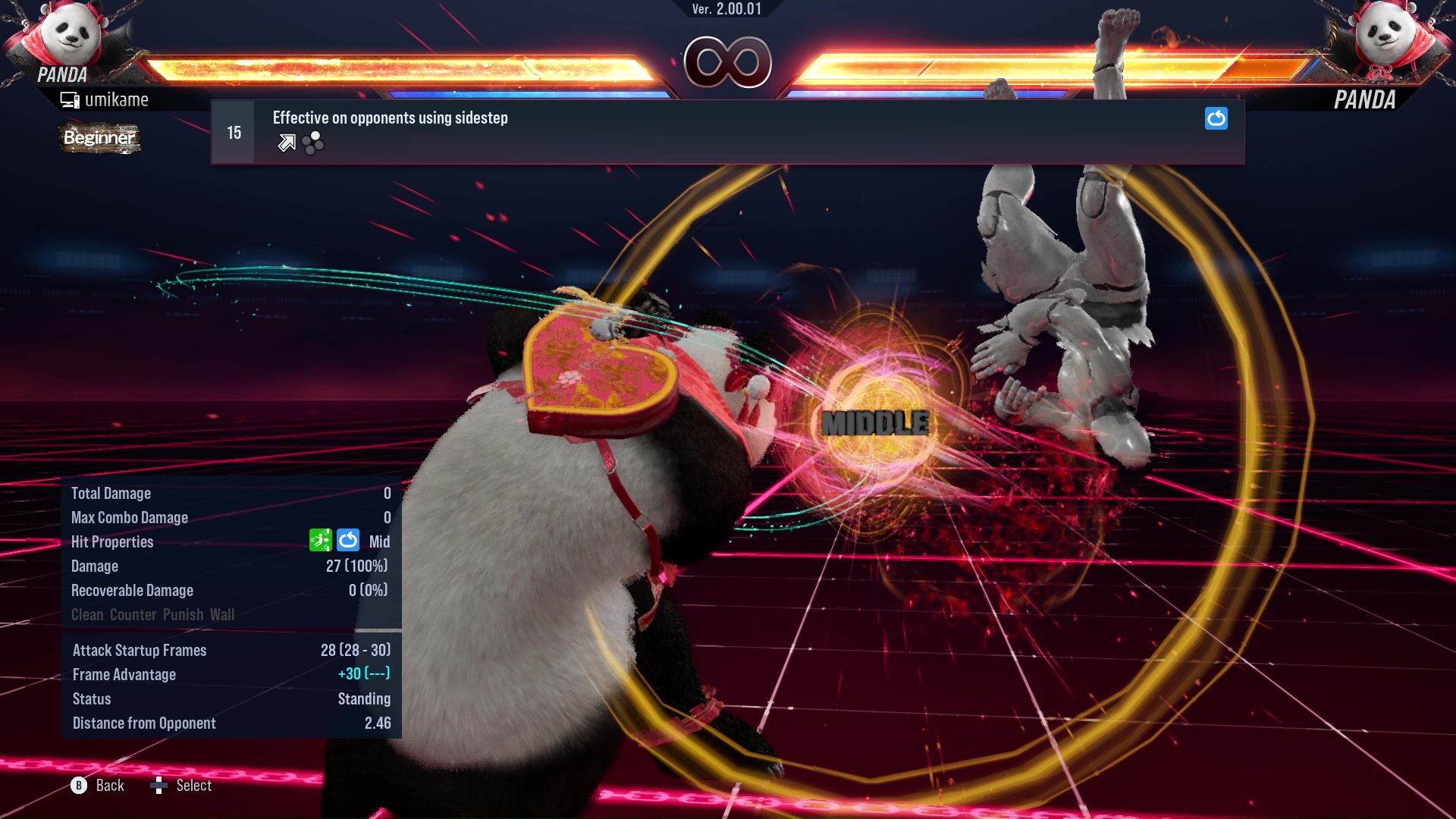 Effective on opponents using sidestep