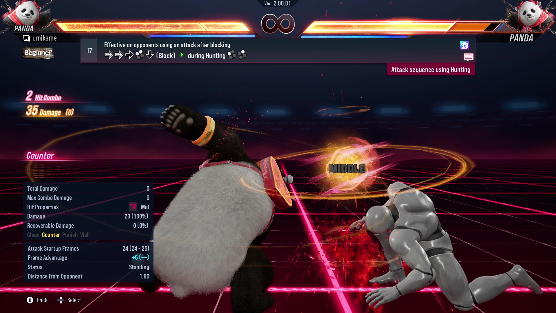 Effective on opponents using an attack after blocking