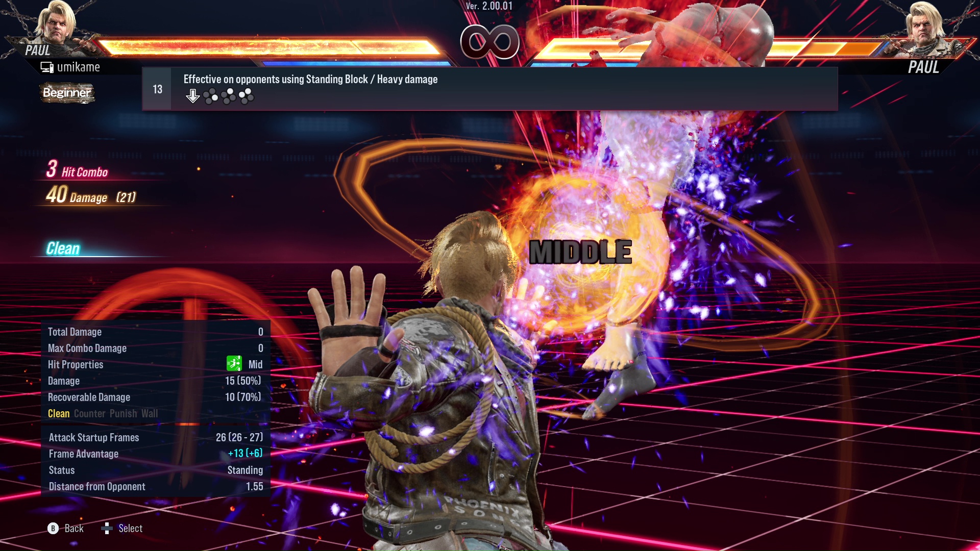 Effective on opponents using Standing Block / Heavy damage