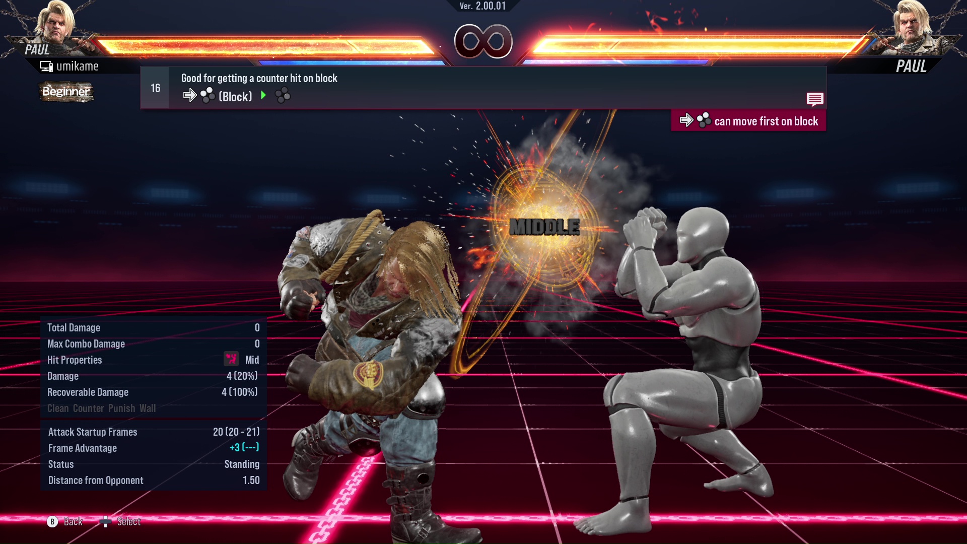 Good for getting a counter hit on block