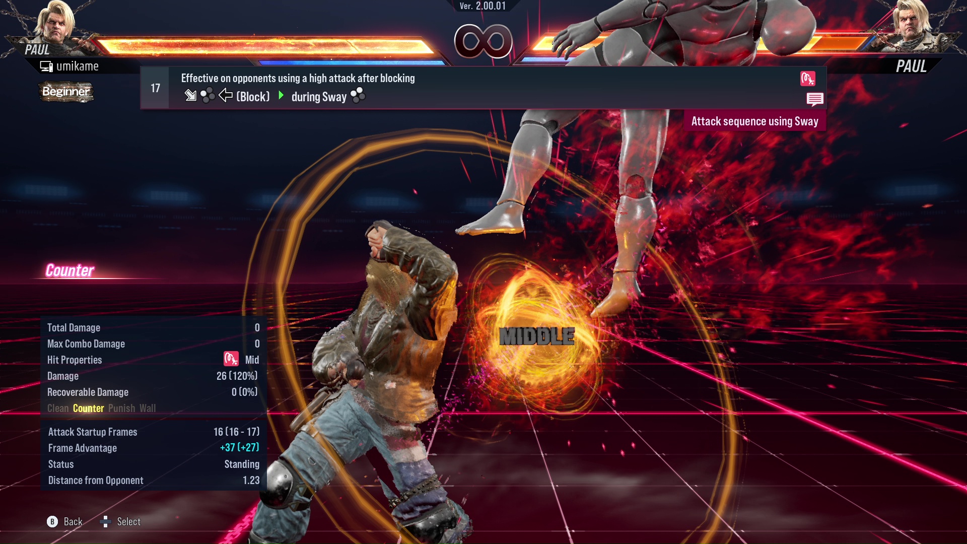 Effective on opponents using a high attack after blocking