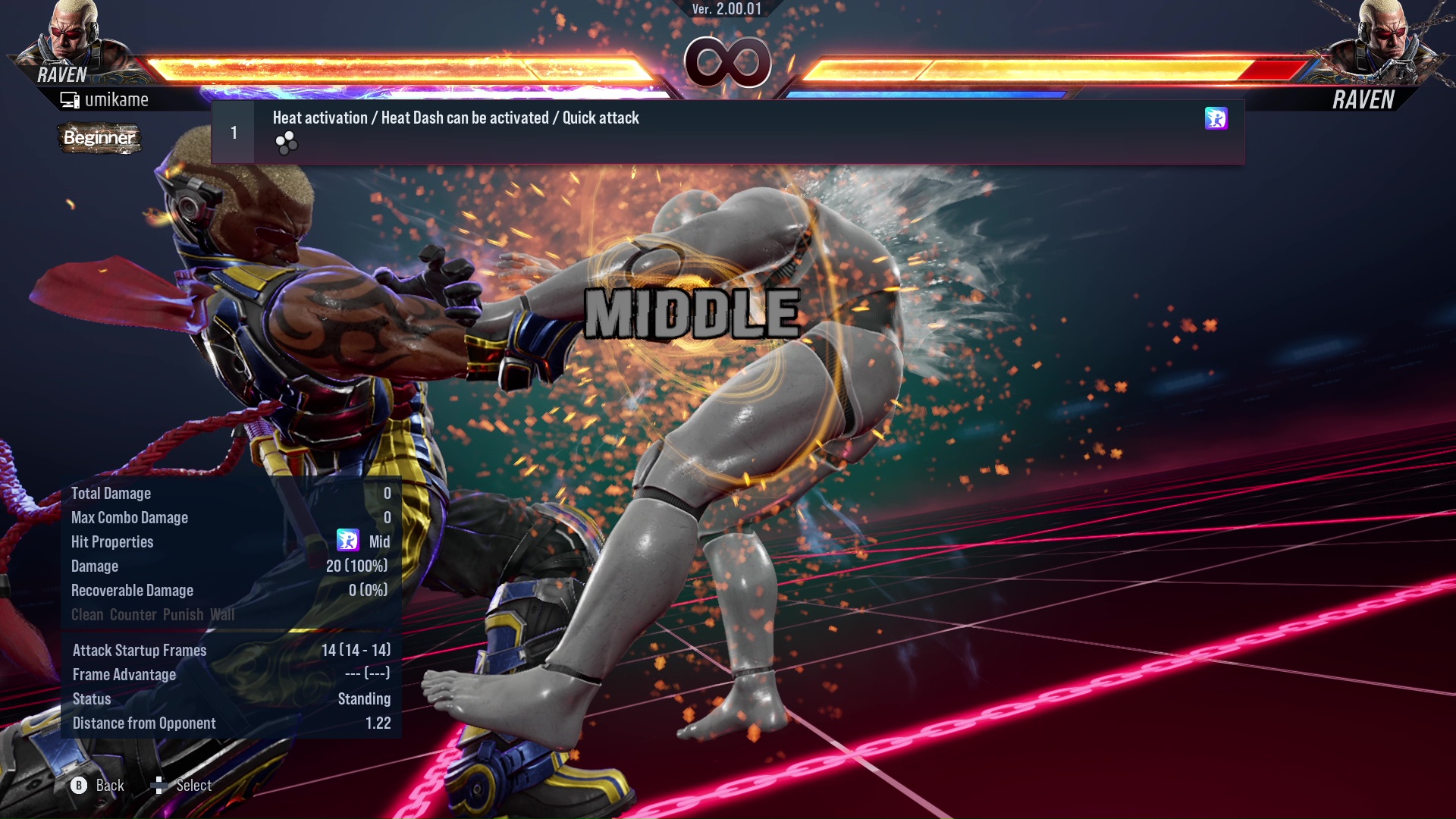 Heat activation / Heat Dash can be activated / Quick attack