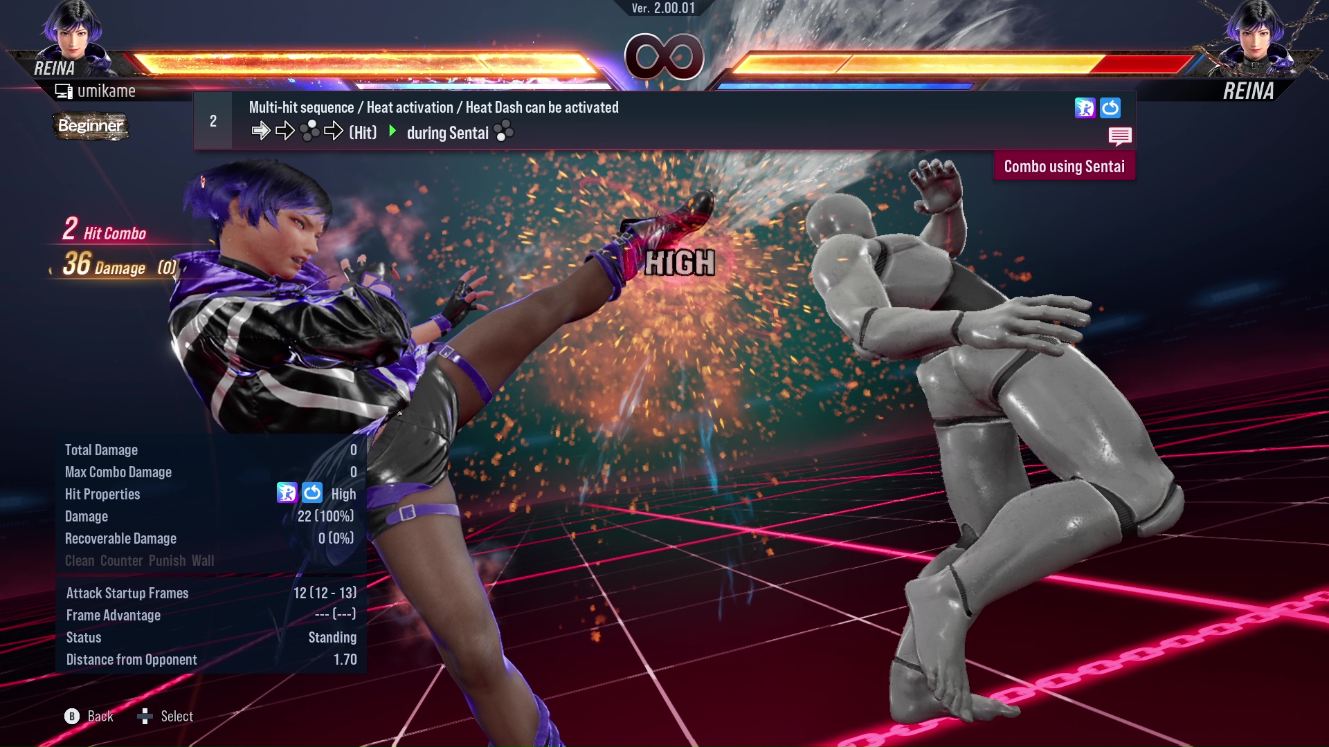 Multi-hit sequence / Heat activation / Heat Dash can be activated