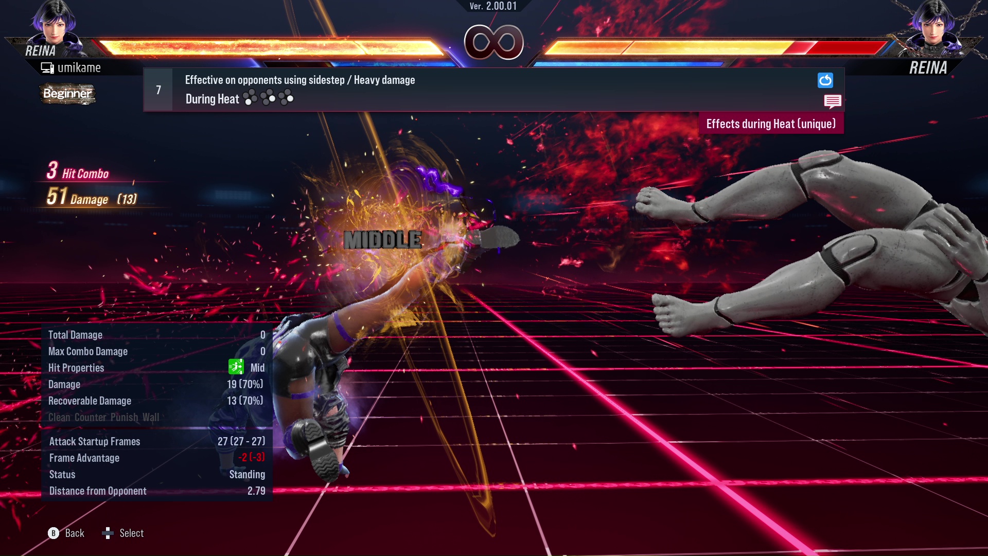 Effective on opponents using sidestep / Heavy damage