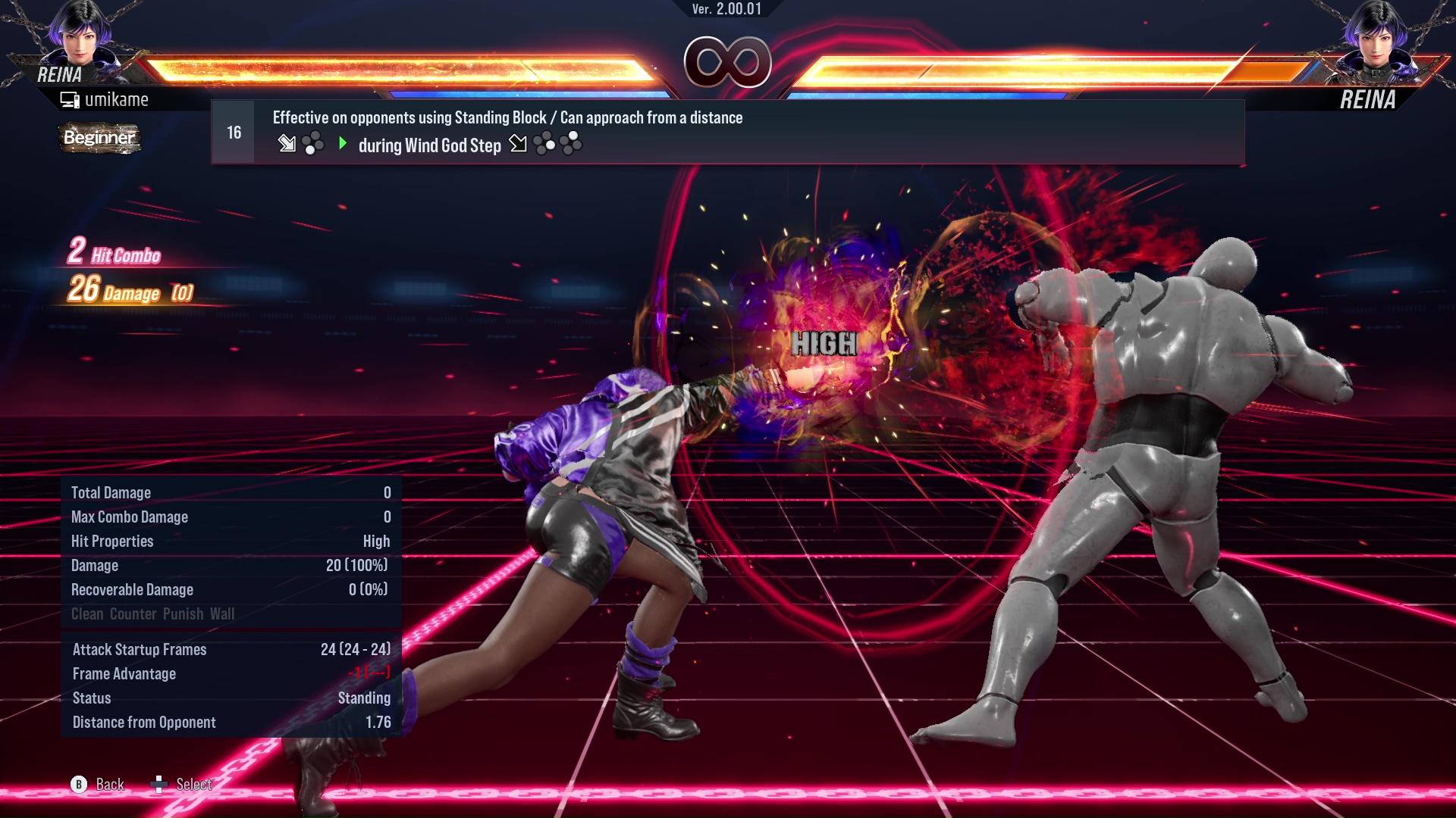 Effective on opponents using Standing Block / Can approach from a distance