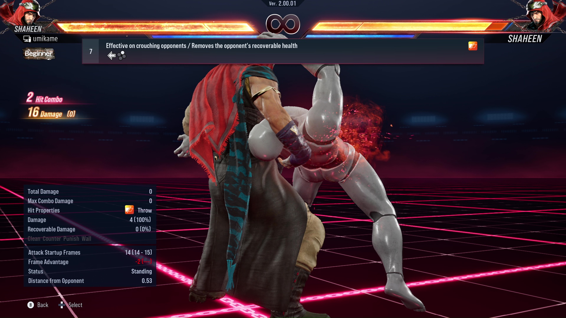 Effective on crouching opponents / Removes the opponent’s recoverable health