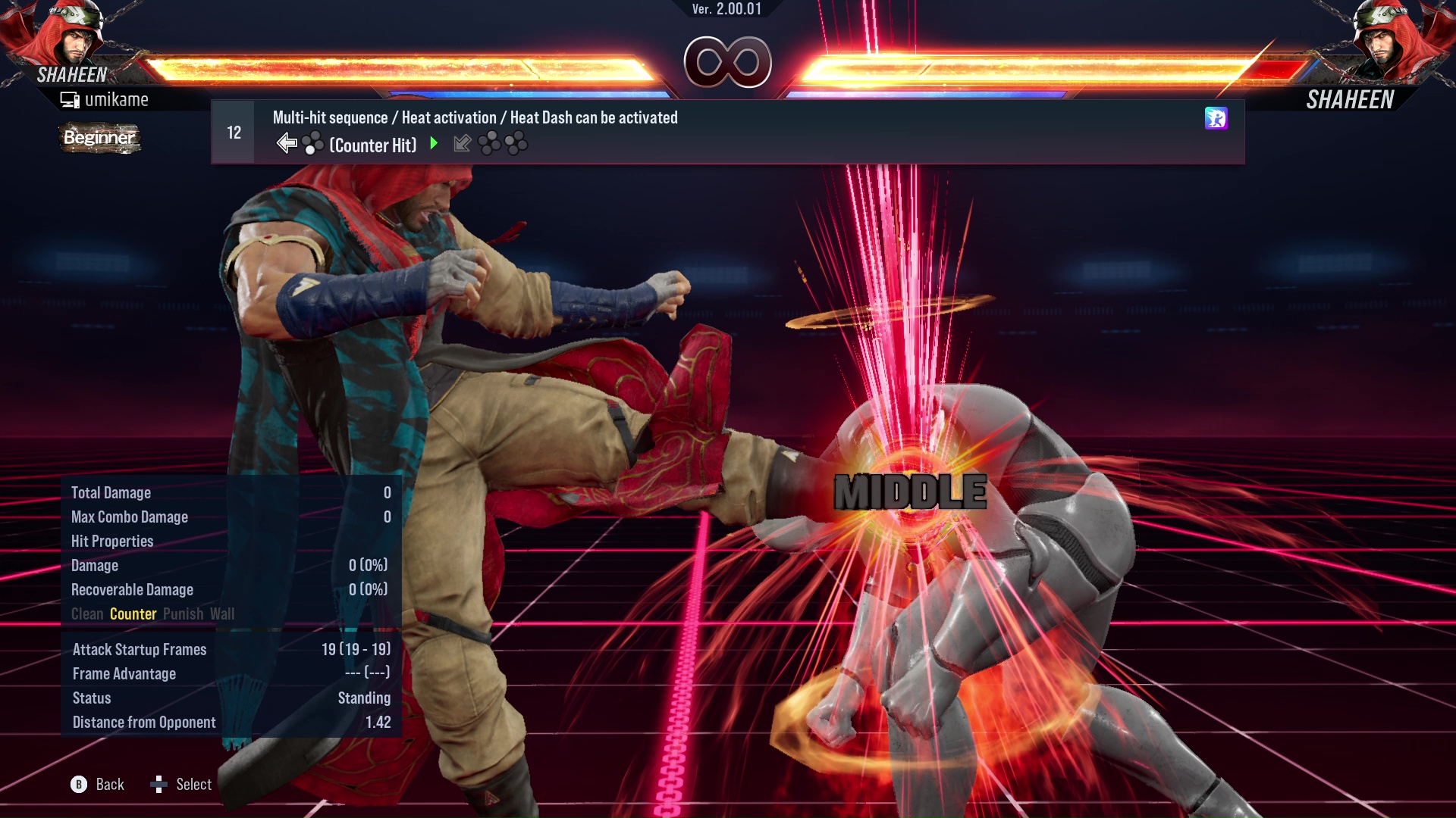 Multi-hit sequence / Heat activation / Heat Dash can be activated