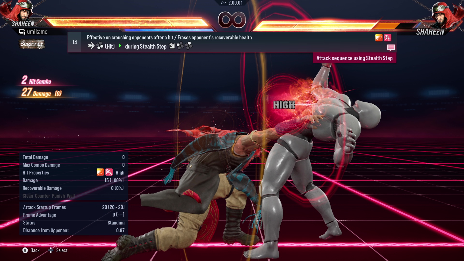 Effective on crouching opponents after a hit / Erases opponent’s recoverable health