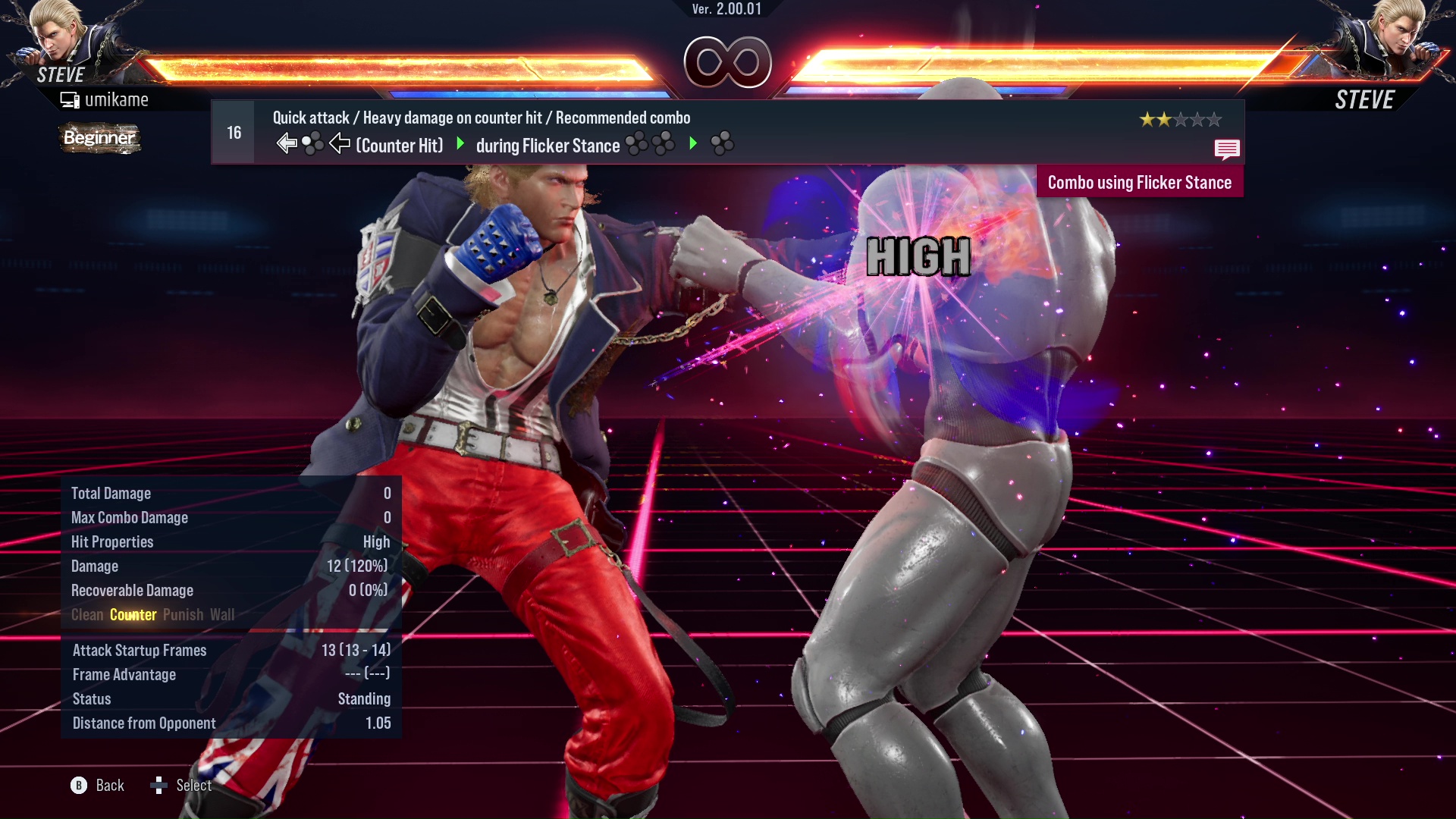 Quick attack / Heavy damage on counter hit / Recommended combo