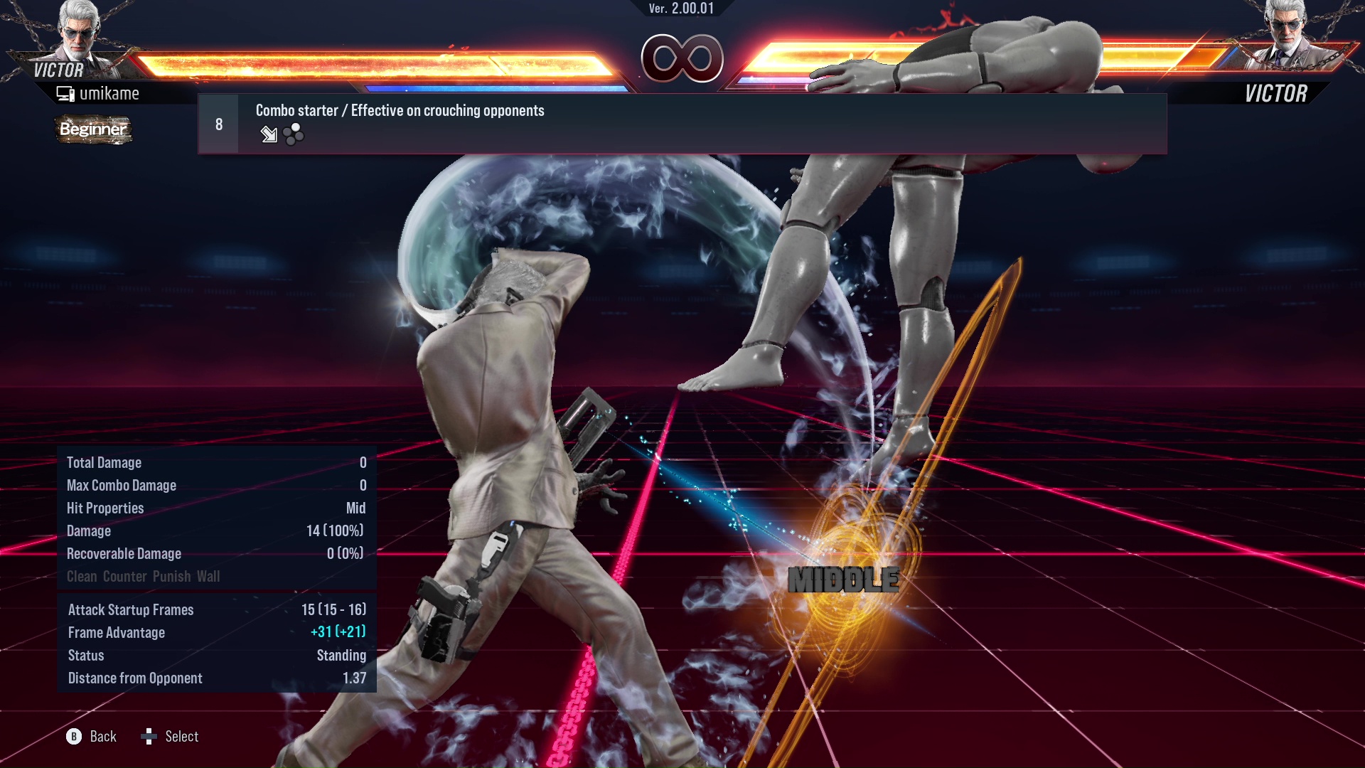 Combo starter / Effective on crouching opponents