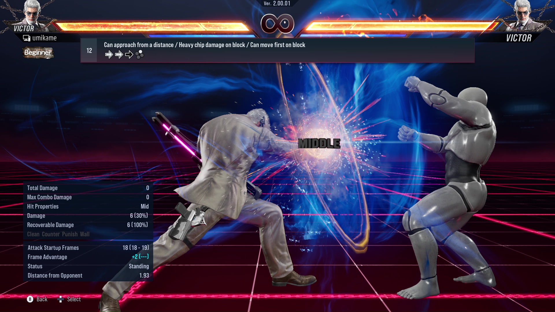 Can approach from a distance / Heavy chip damage / Can move first on block