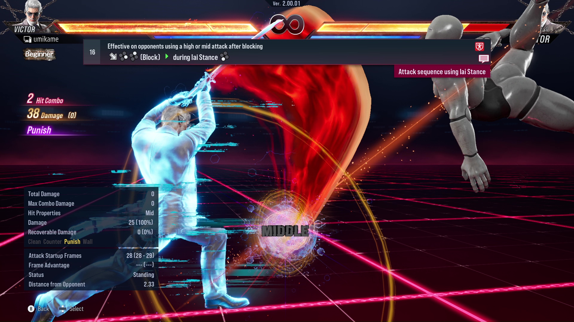 Effective on opponents using a high or mid attack after blocking