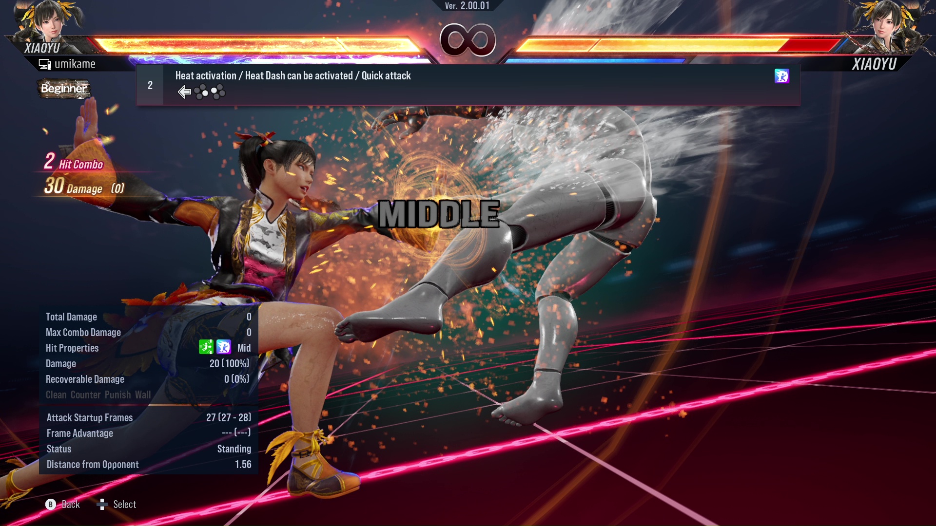 Heat activation / Heat Dash can be activated / Quick attack