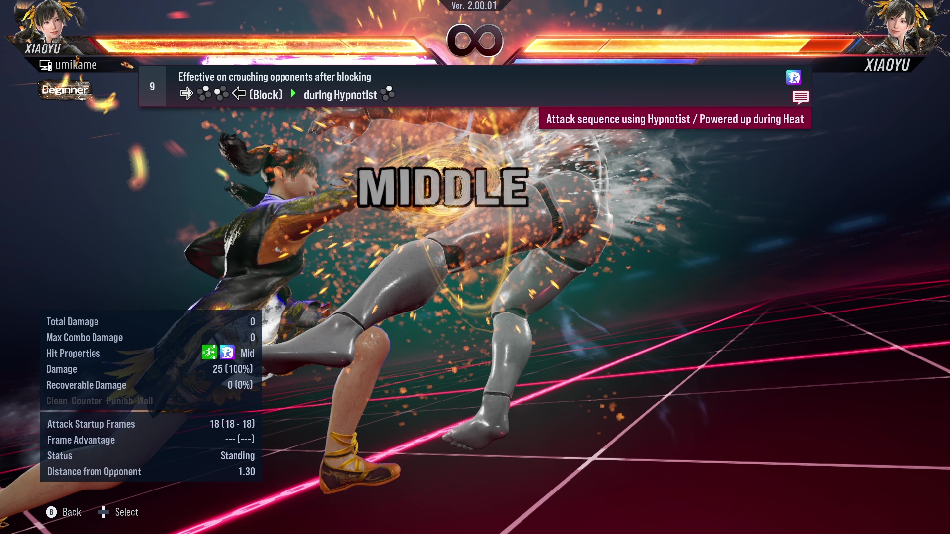 Effective on crouching opponents after blocking