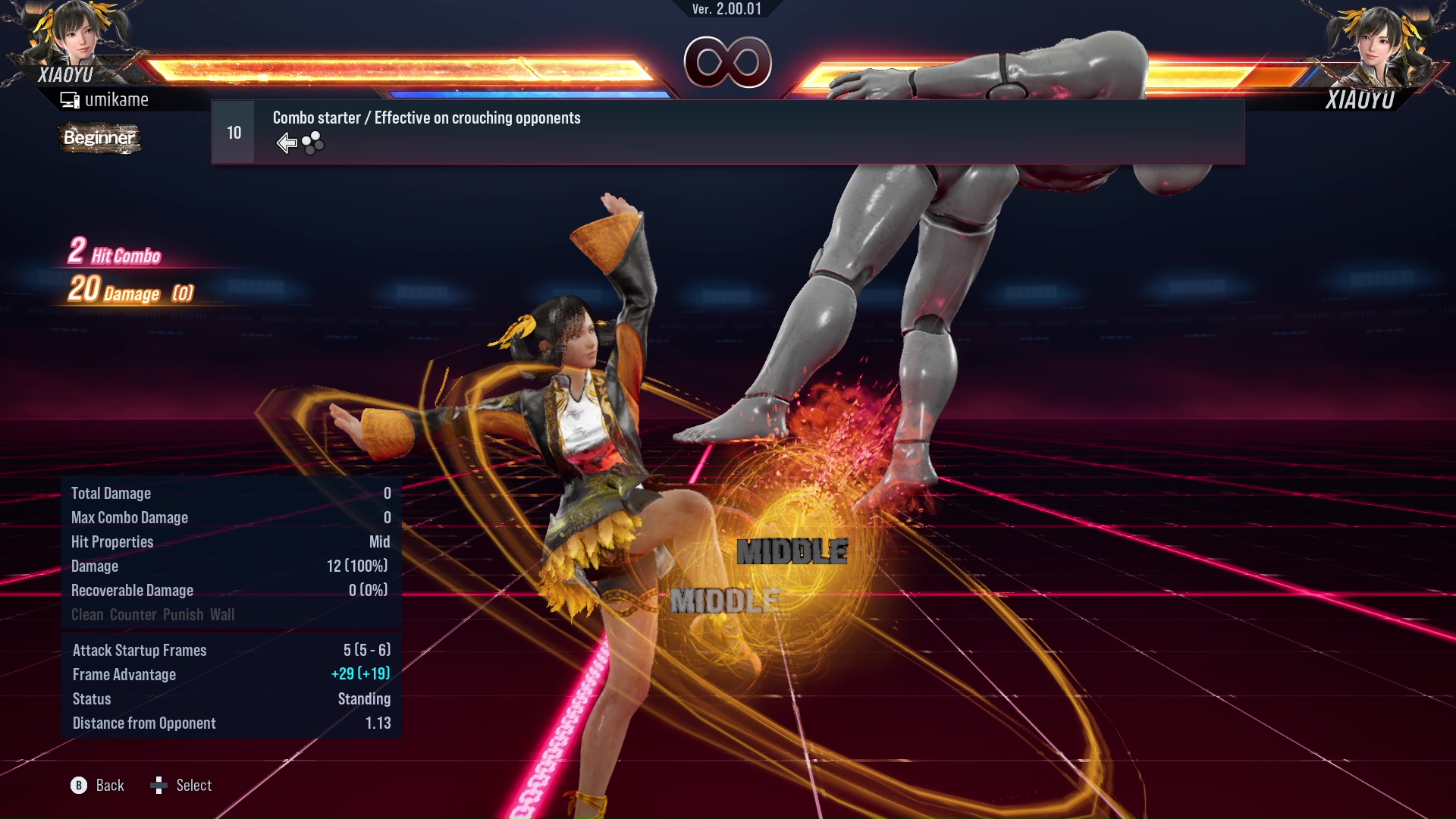 Combo starter / Effective on crouching opponents