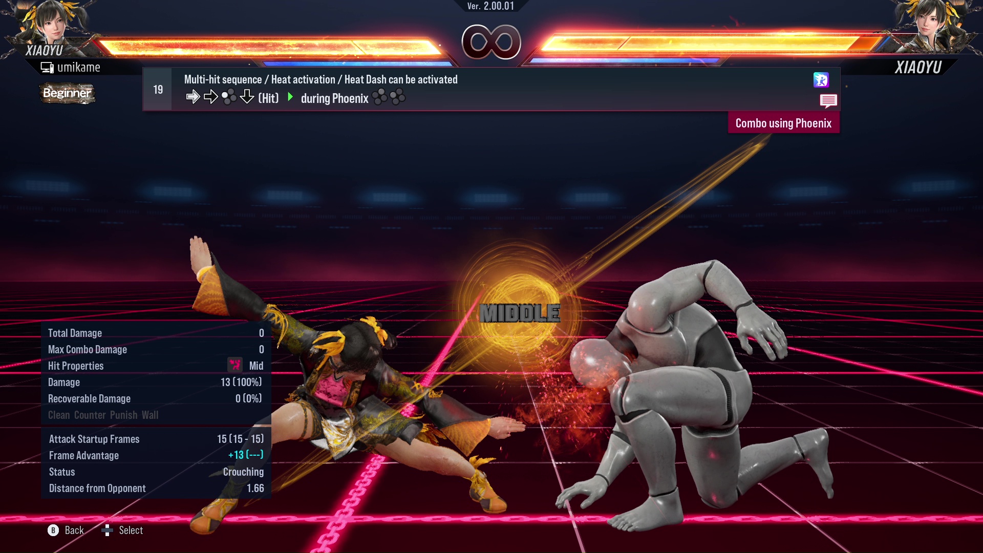 Multi-hit sequence / Heat activation / Heat Dash can be activated