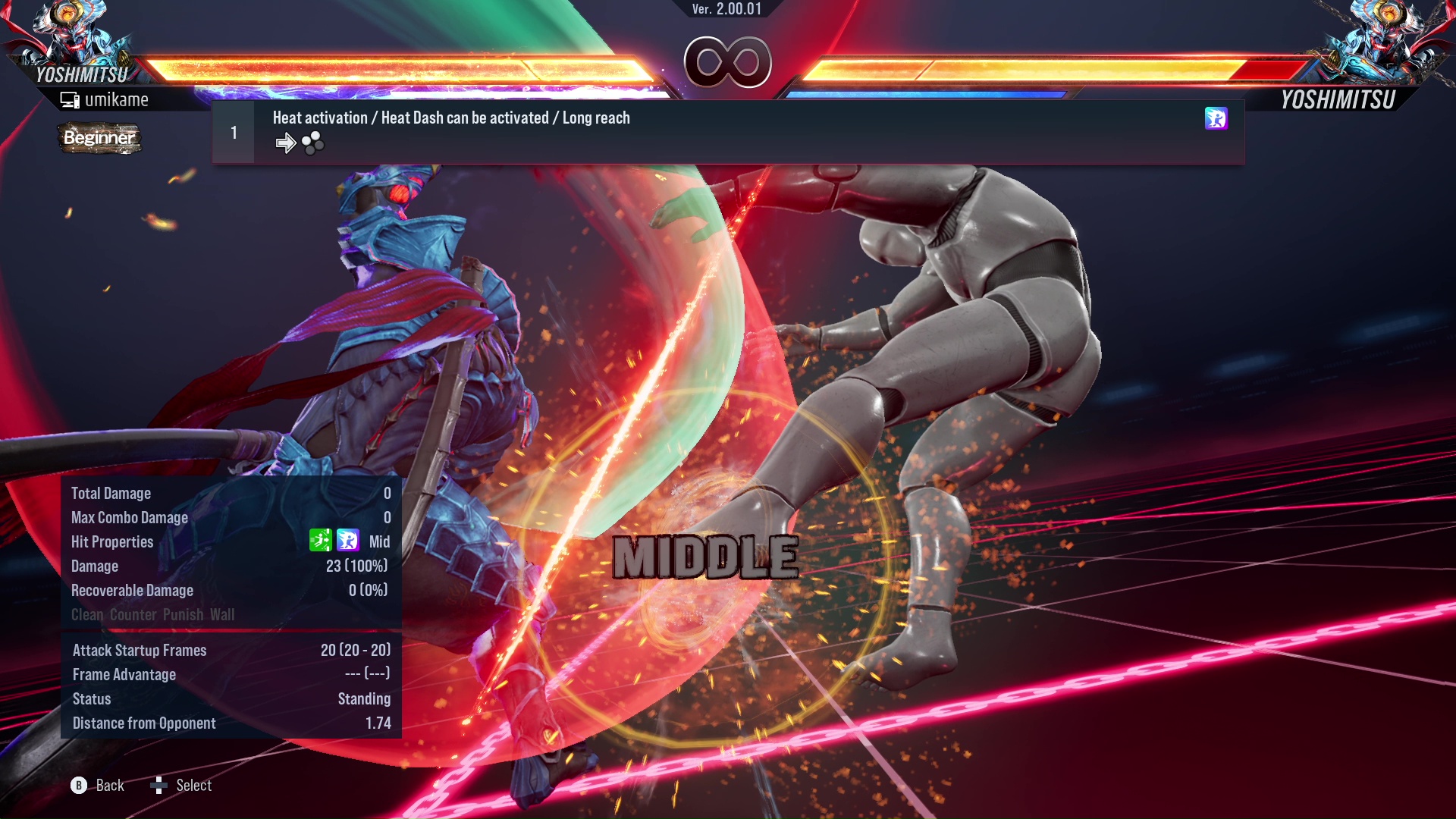 Heat activation / Heat Dash can be activated / Long reach