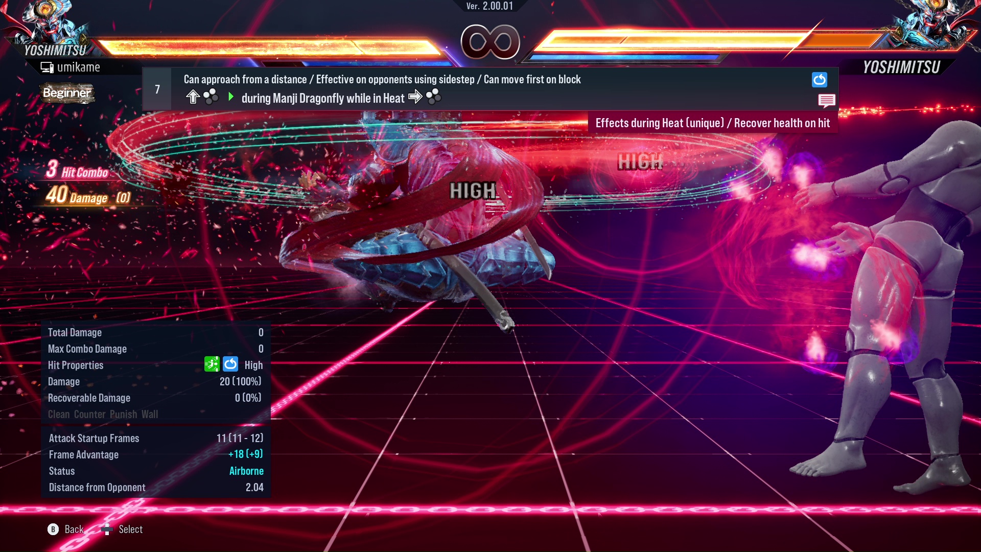 Can approach from a distance / Effective on opponents using sidestep / Can move first on block