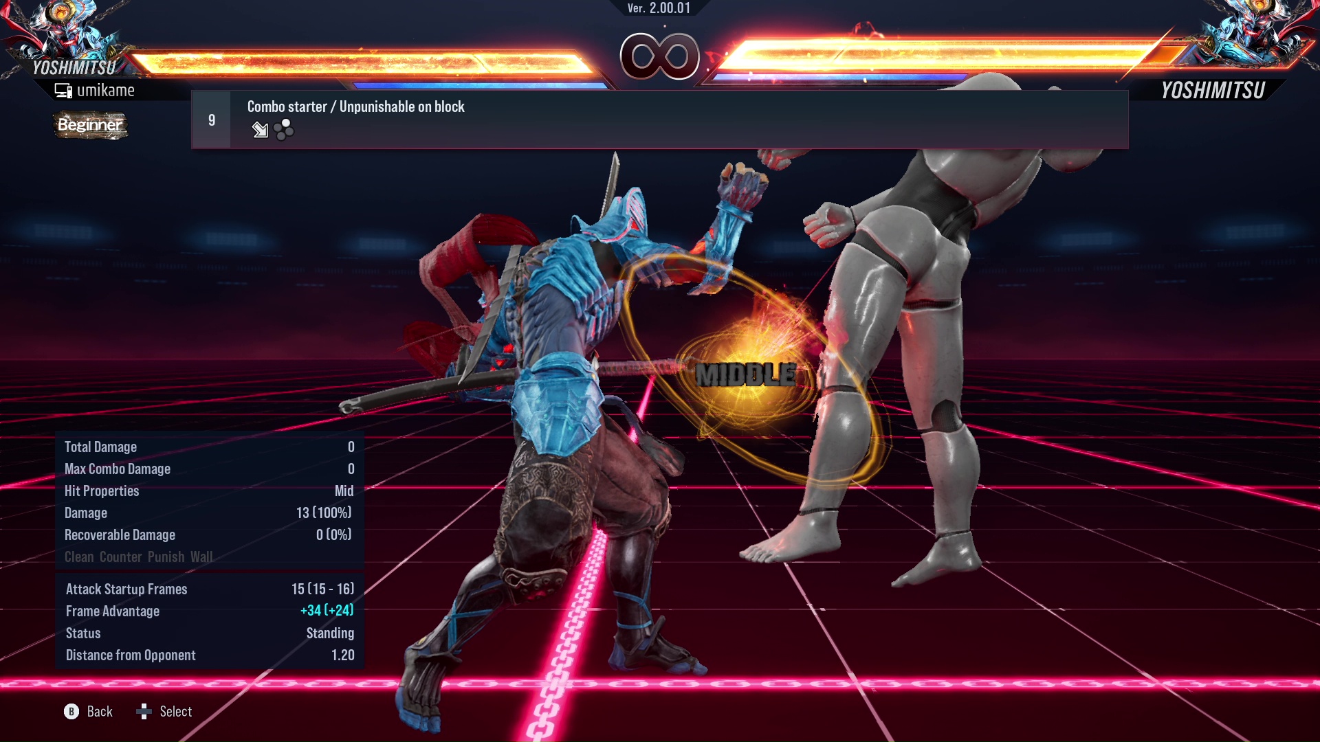 Combo starter / unpunishable on block