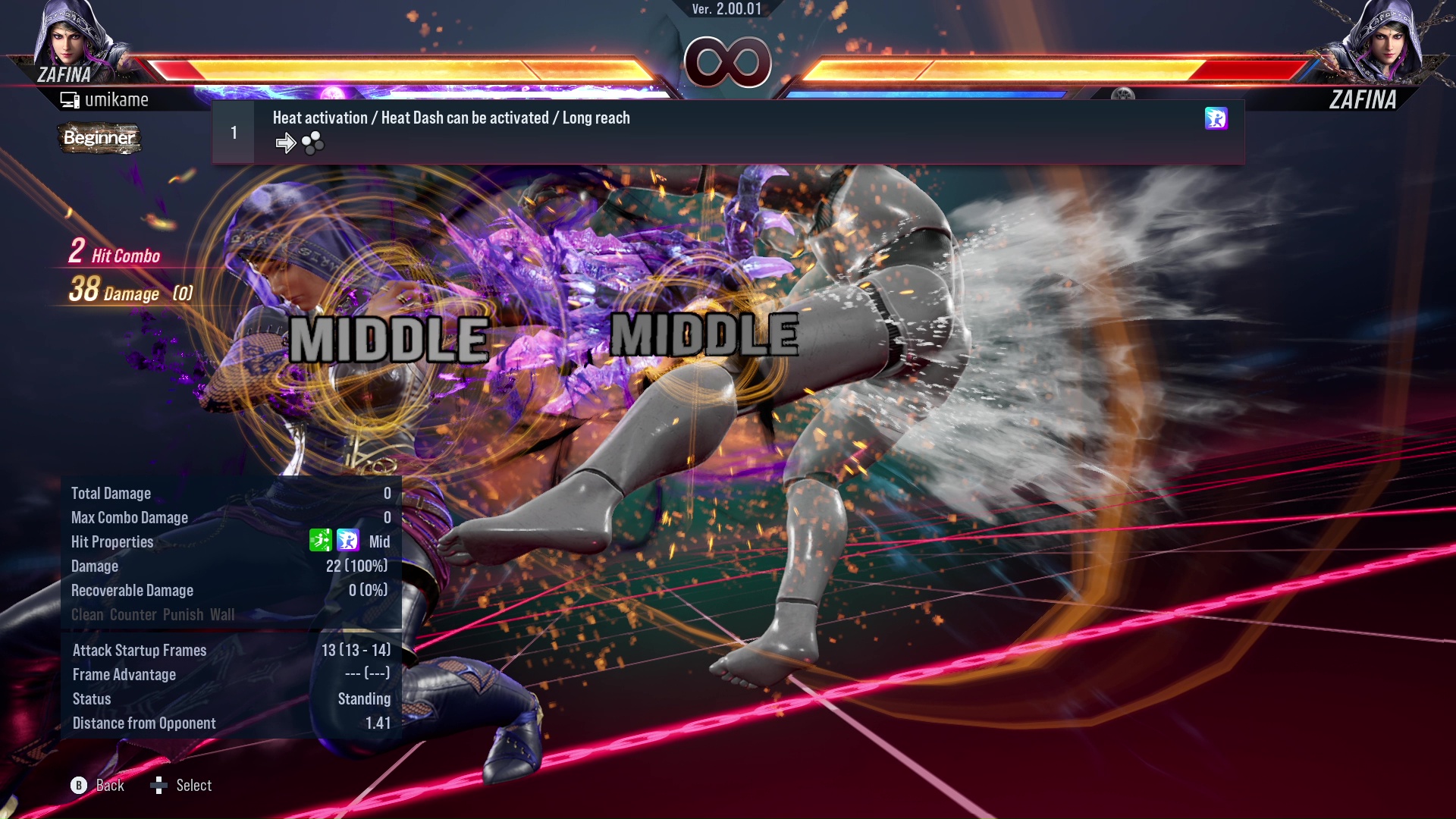 Heat activation / Heat Dash can be activated / Long reach