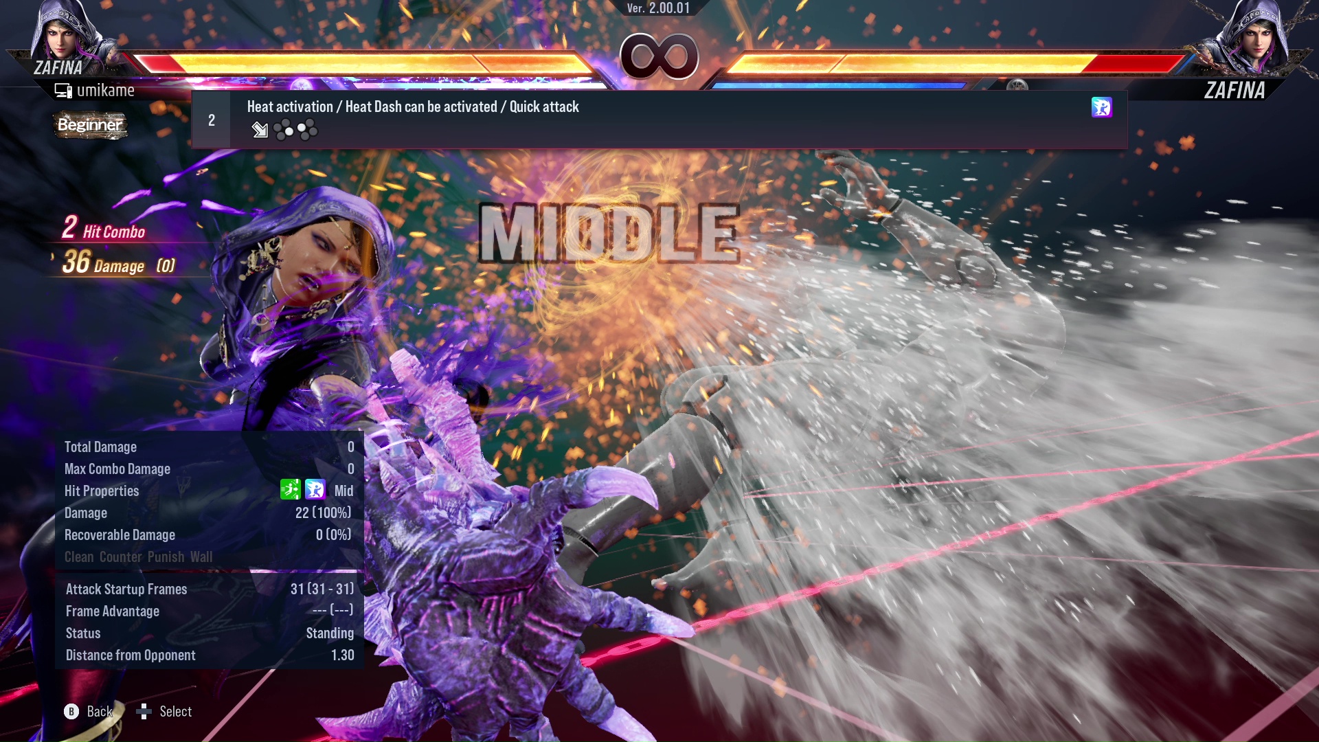 Heat activation / Heat Dash can be activated / Quick attack