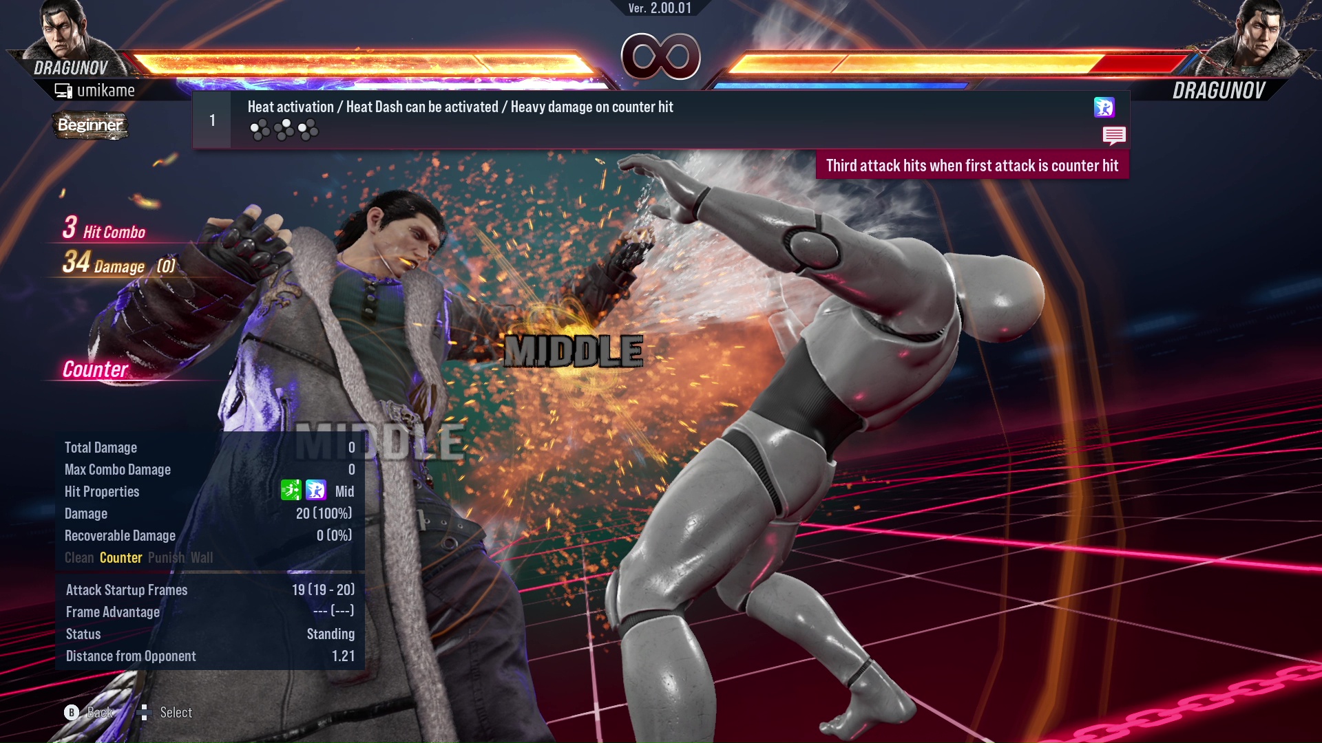 Heat activation / Heat Dash can be activated / Heavy damage on counter hit